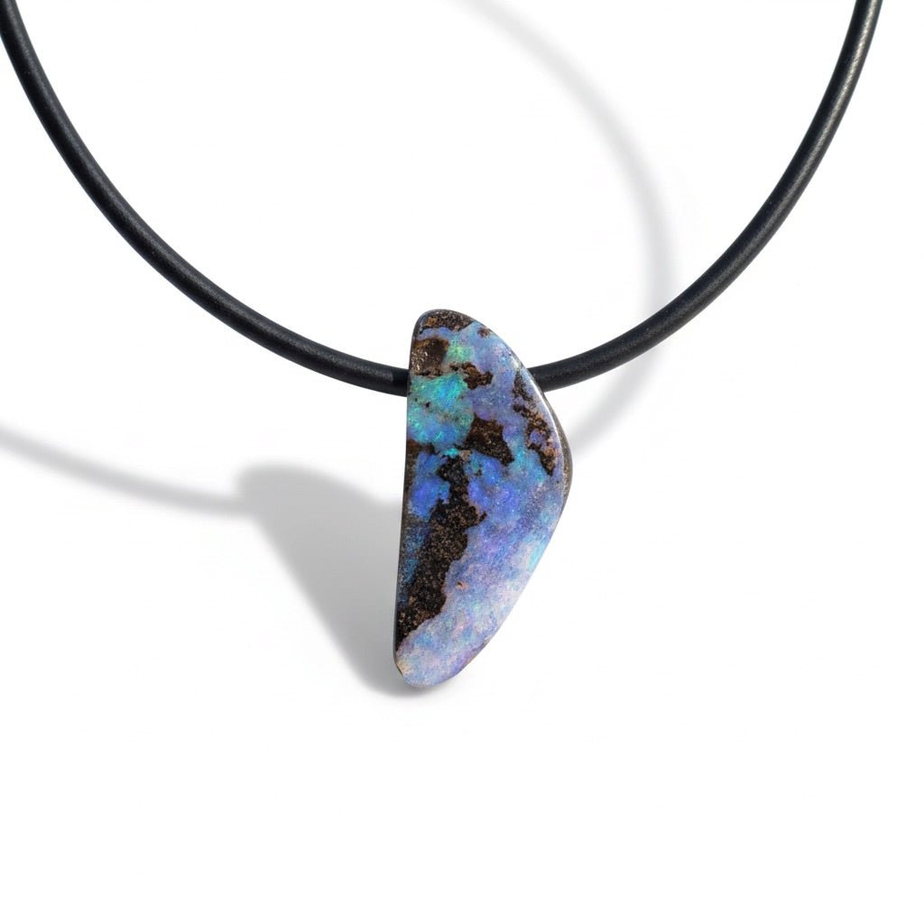 Solid Queensland Boulder Opal Pendant Necklace ~ 'Bunya Veillight' | Solid Australian Opal
