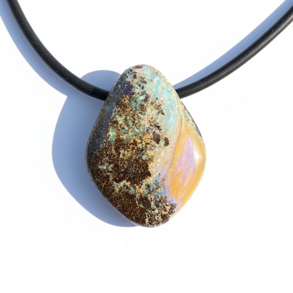 Solid Queensland Boulder Opal Pendant Necklace ~ 'Cobourg Tideglow' | Solid Australian Opal