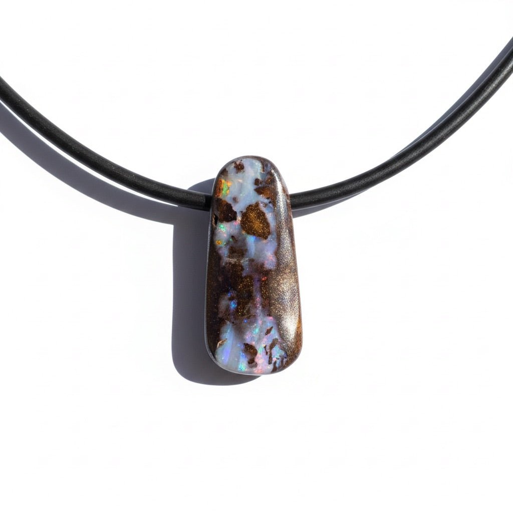 Solid Queensland Boulder Opal Pendant Necklace ~ 'Hawkesbury Flow' | Solid Australian Opal