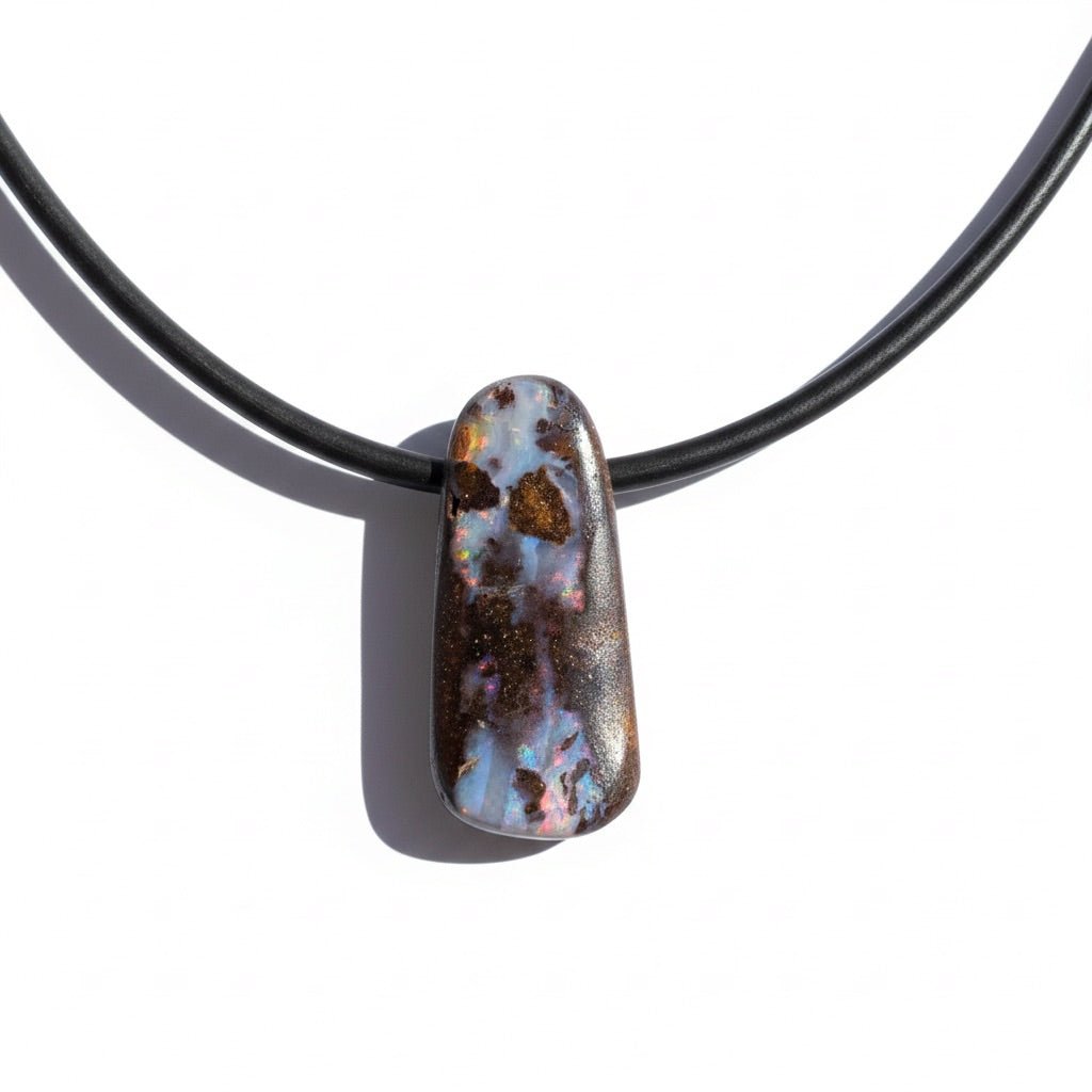 Solid Queensland Boulder Opal Pendant Necklace ~ 'Hawkesbury Flow' | Solid Australian Opal