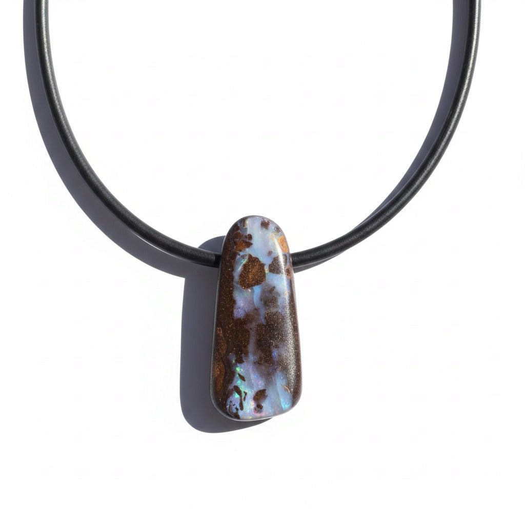 Solid Queensland Boulder Opal Pendant Necklace ~ 'Hawkesbury Flow' | Solid Australian Opal
