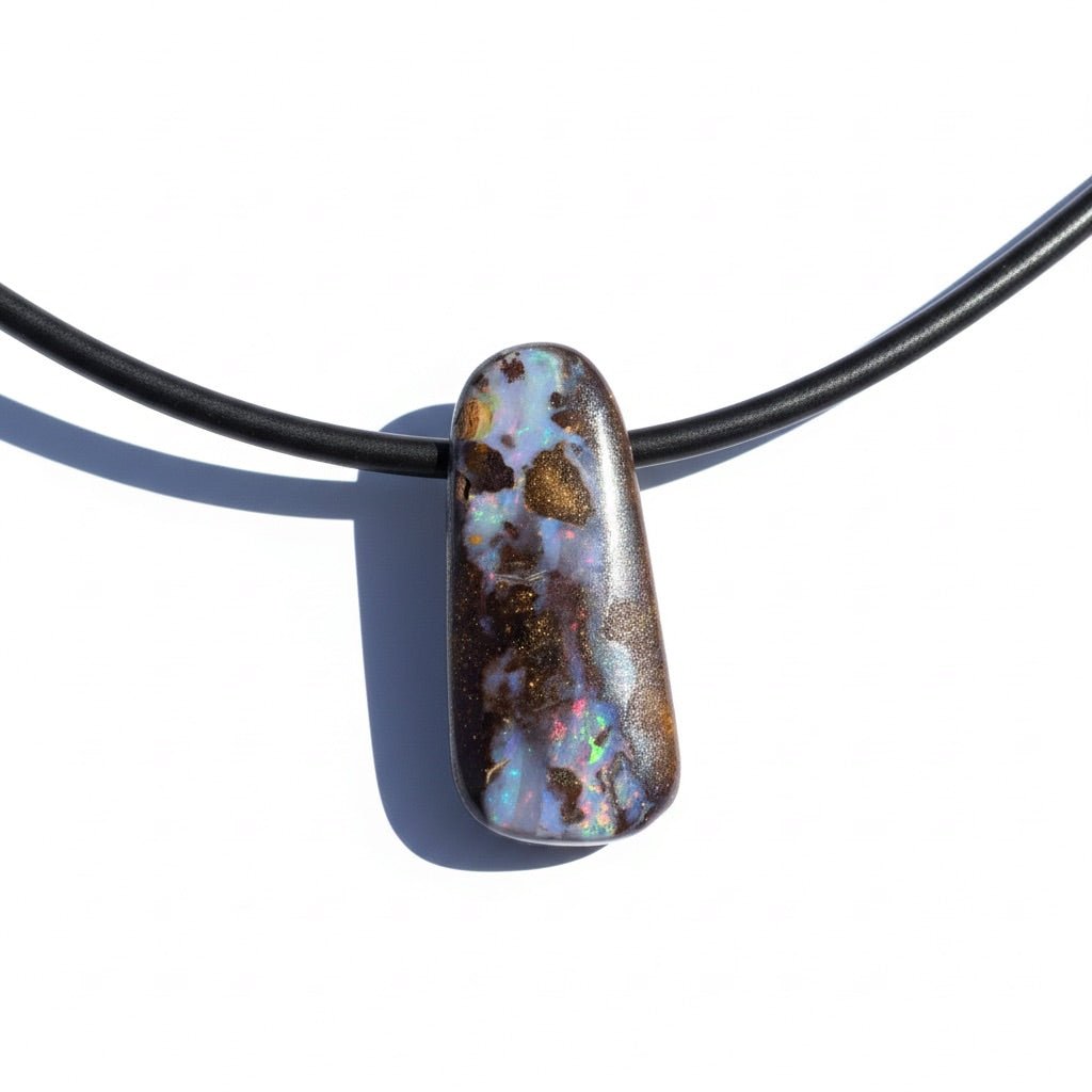 Solid Queensland Boulder Opal Pendant Necklace ~ 'Hawkesbury Flow' | Solid Australian Opal