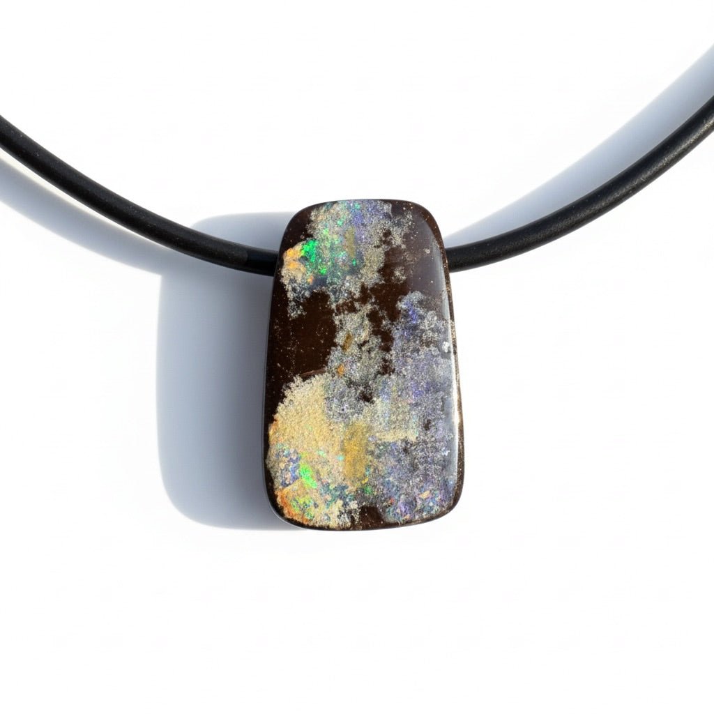 Solid Queensland Boulder Opal Pendant Necklace ~ 'Yeppoon Reefglow' | Solid Australian Opal