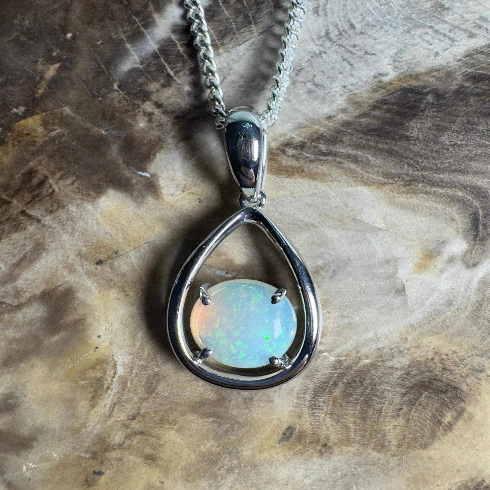 Southern Interior Morning Glow ~ 1.35ct Coober Pedy Opal 925 Silver Pendant