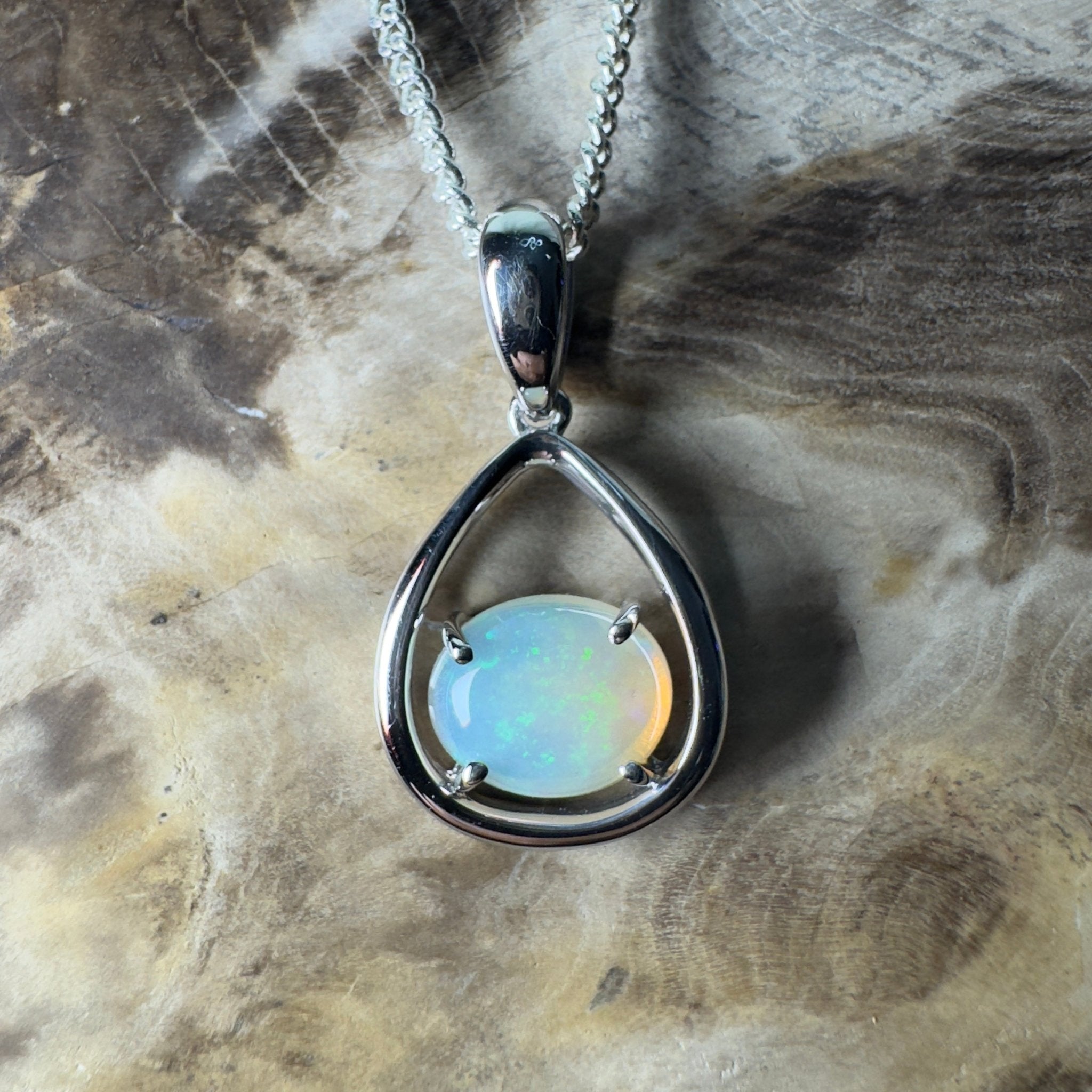 Southern Interior Morning Glow ~ 1.35ct Coober Pedy Opal 925 Silver Pendant