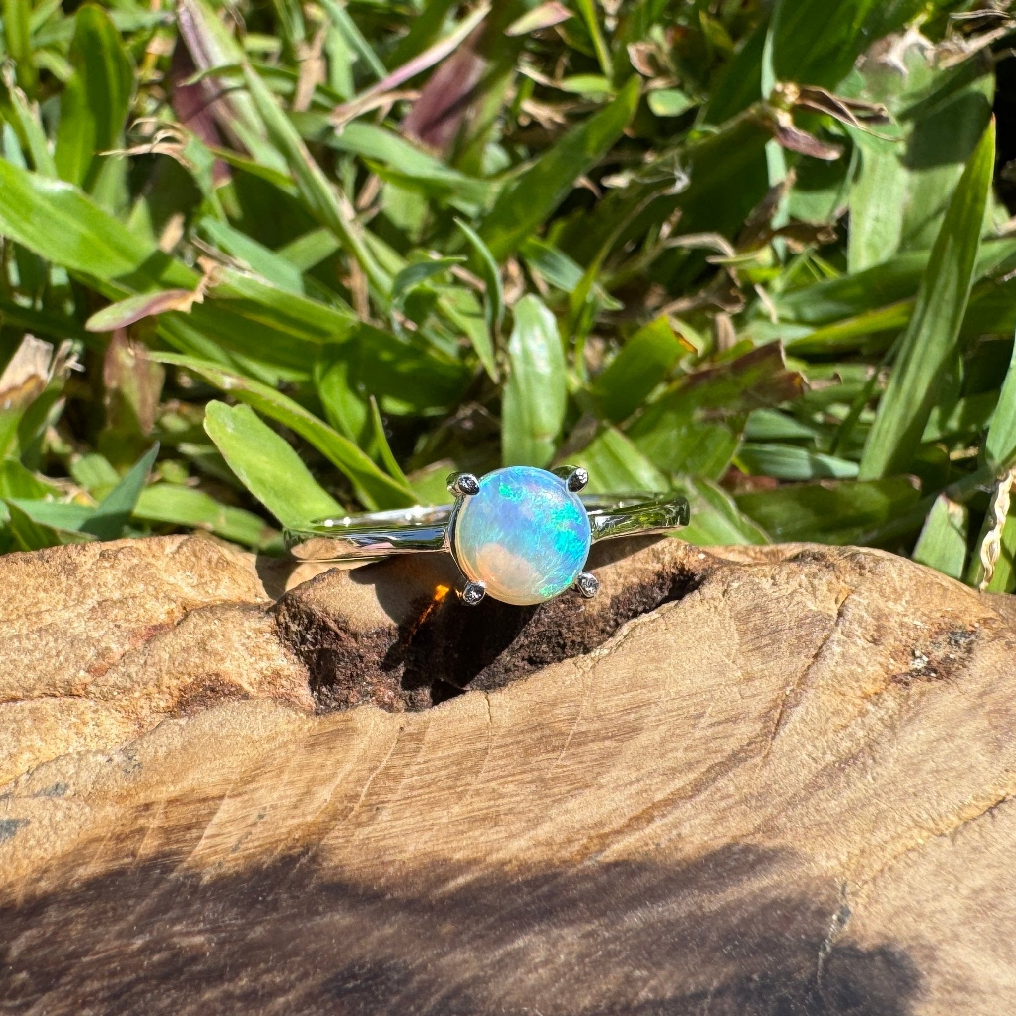 Southern Shelf Glow ~ 0.5ct Solid Lightning Ridge Crystal Opal 925 Silver Ring