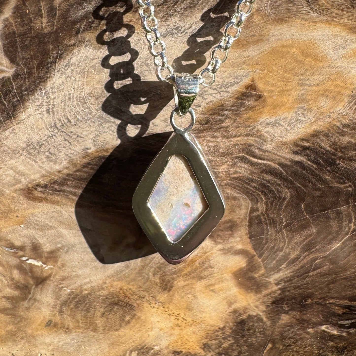 Southern Sun ~ 5.3ct Solid Lightning Ridge Opal 925 Sterling Silver Pendant Necklace