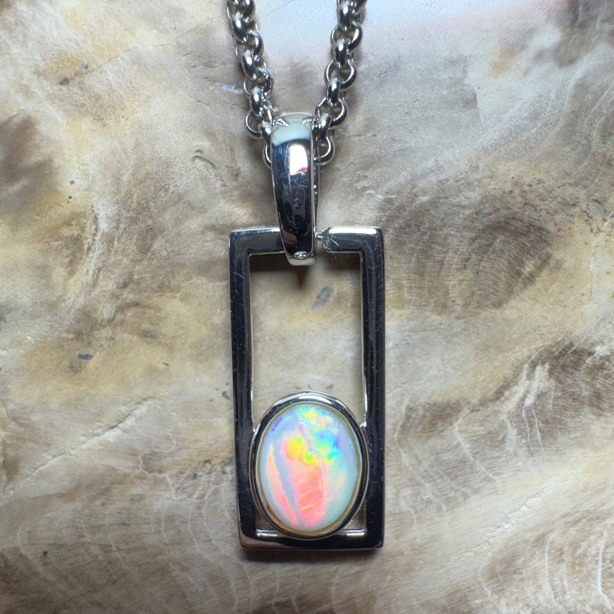 Southern Swell Light ~ 1.1ct Lightning Ridge Opal 925 Silver Pendant