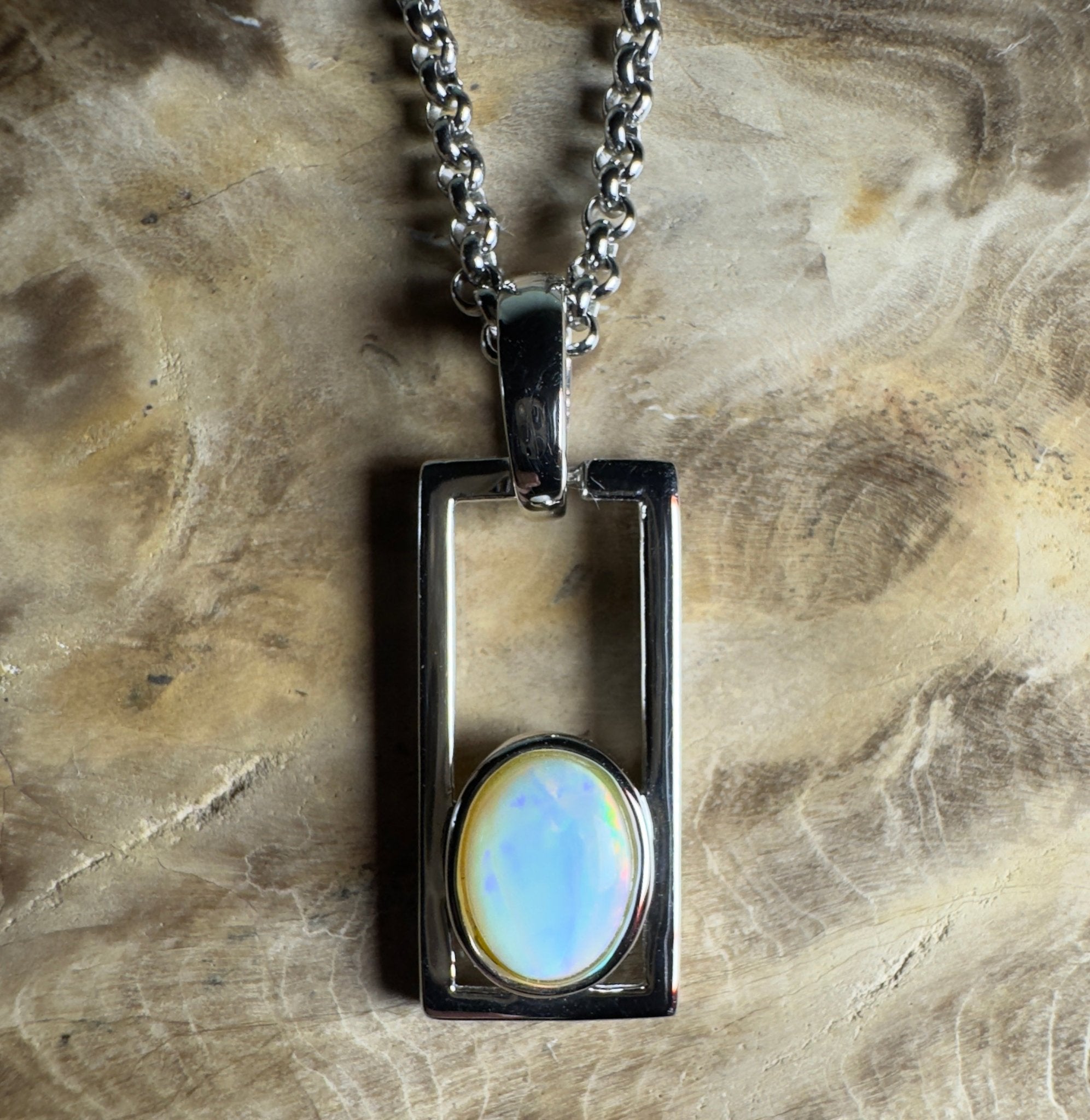 Southern Swell Light ~ 1.1ct Lightning Ridge Opal 925 Silver Pendant