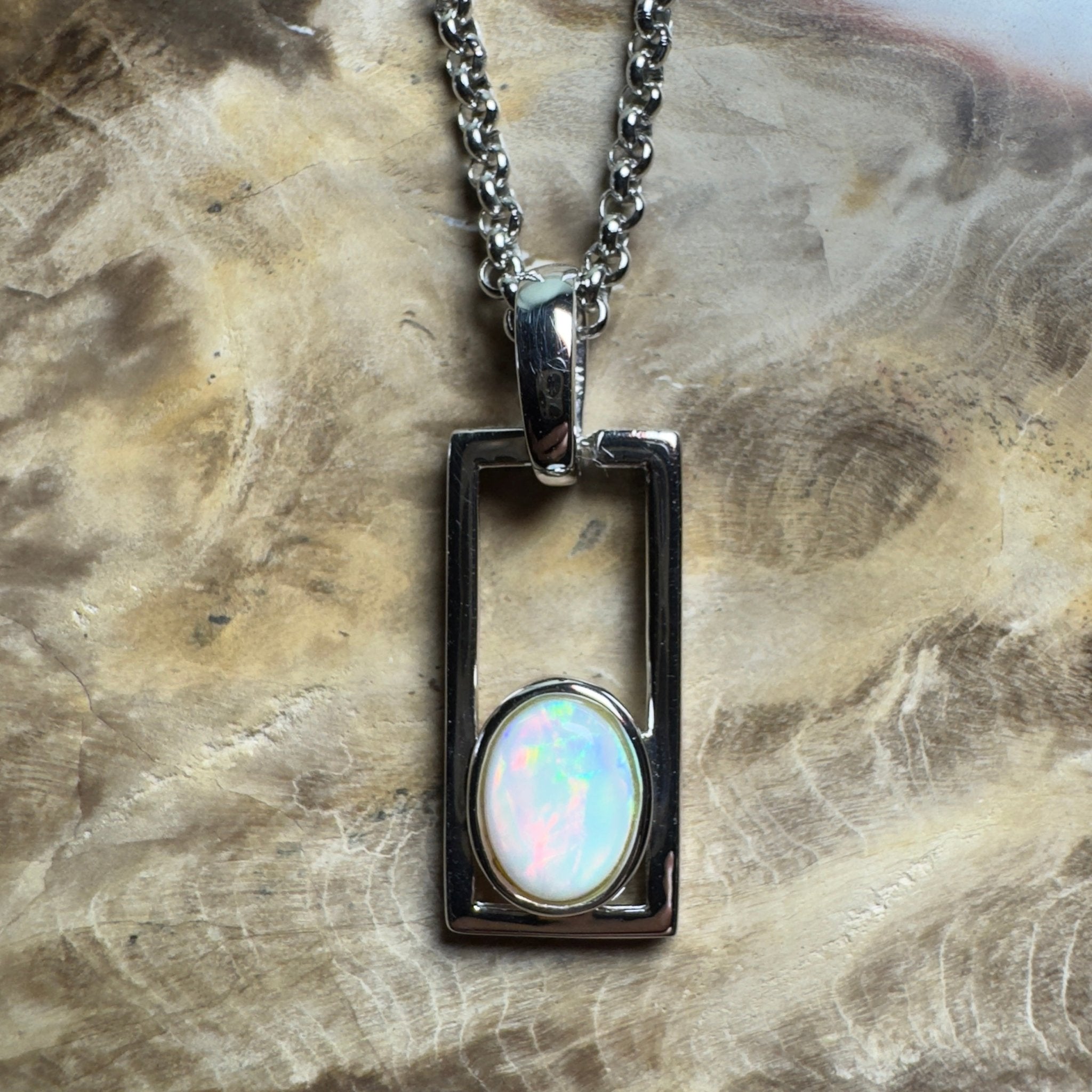 Southern Swell Light ~ 1.1ct Lightning Ridge Opal 925 Silver Pendant