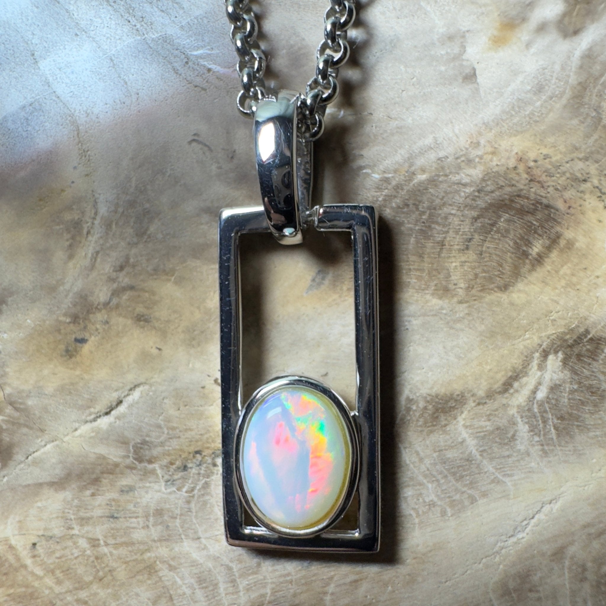 Southern Swell Light ~ 1.1ct Lightning Ridge Opal 925 Silver Pendant