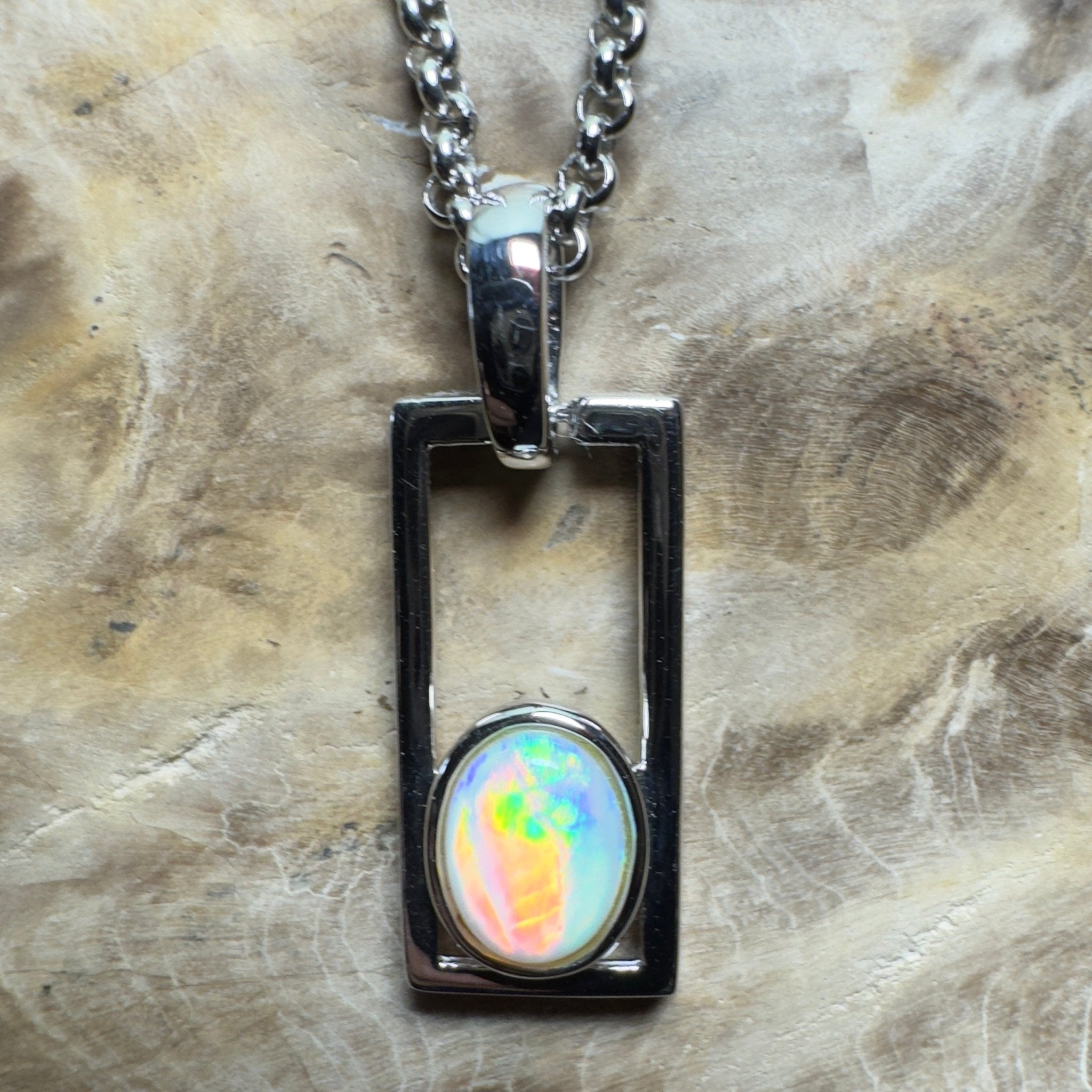 Southern Swell Light ~ 1.1ct Lightning Ridge Opal 925 Silver Pendant