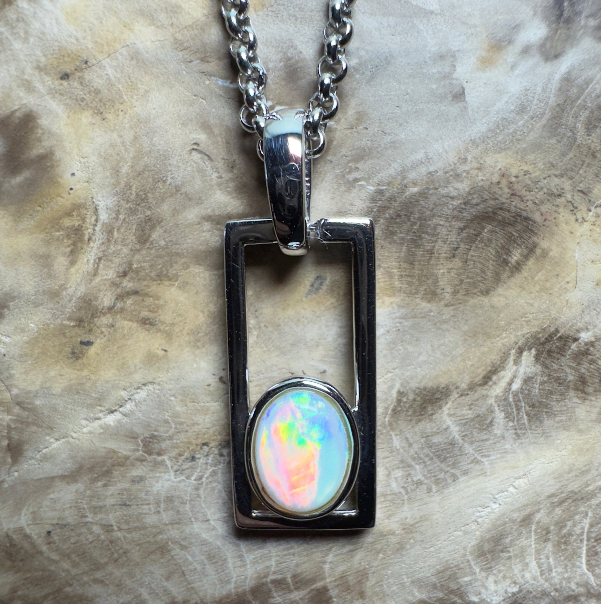 Southern Swell Light ~ 1.1ct Lightning Ridge Opal 925 Silver Pendant