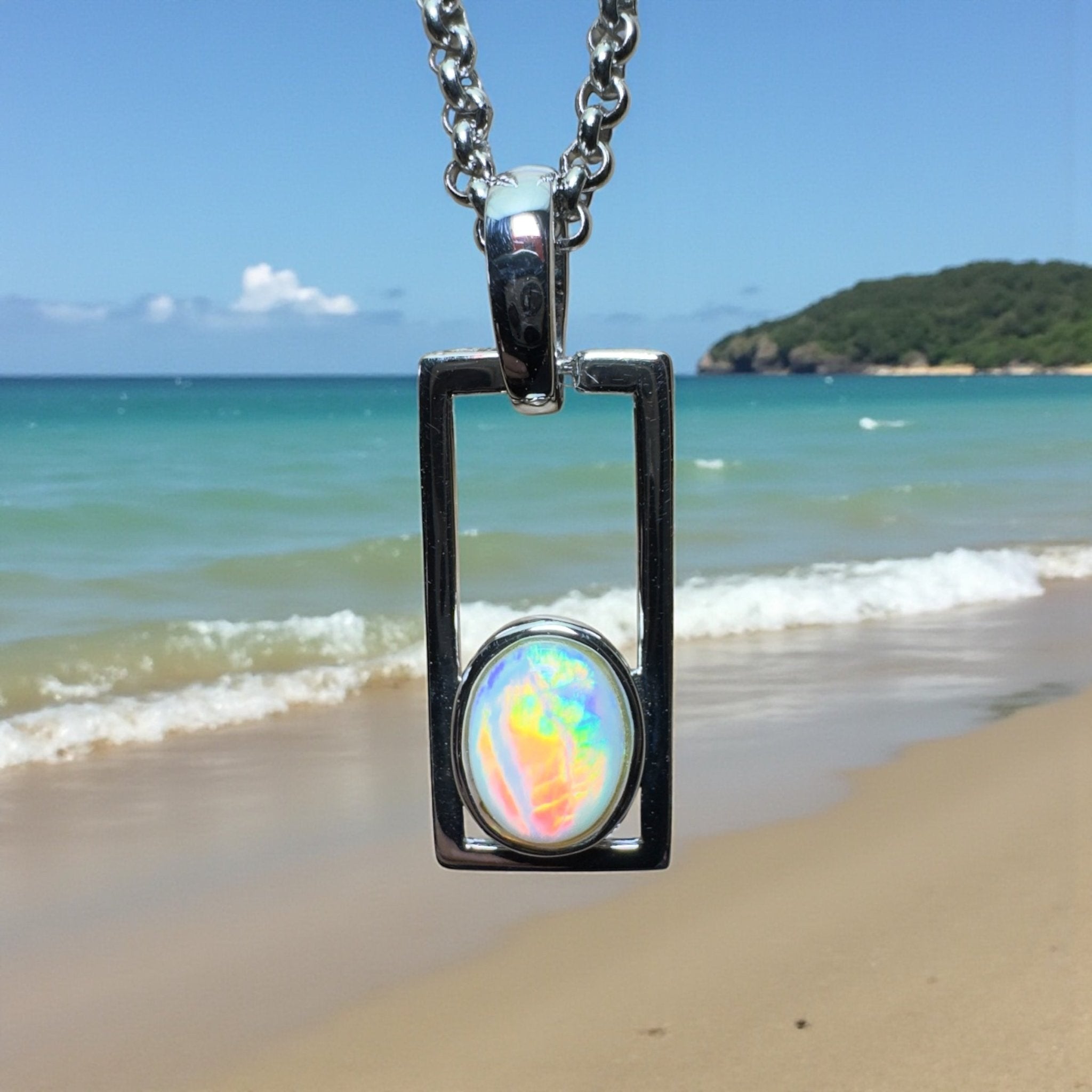 Southern Swell Light ~ 1.1ct Lightning Ridge Opal 925 Silver Pendant