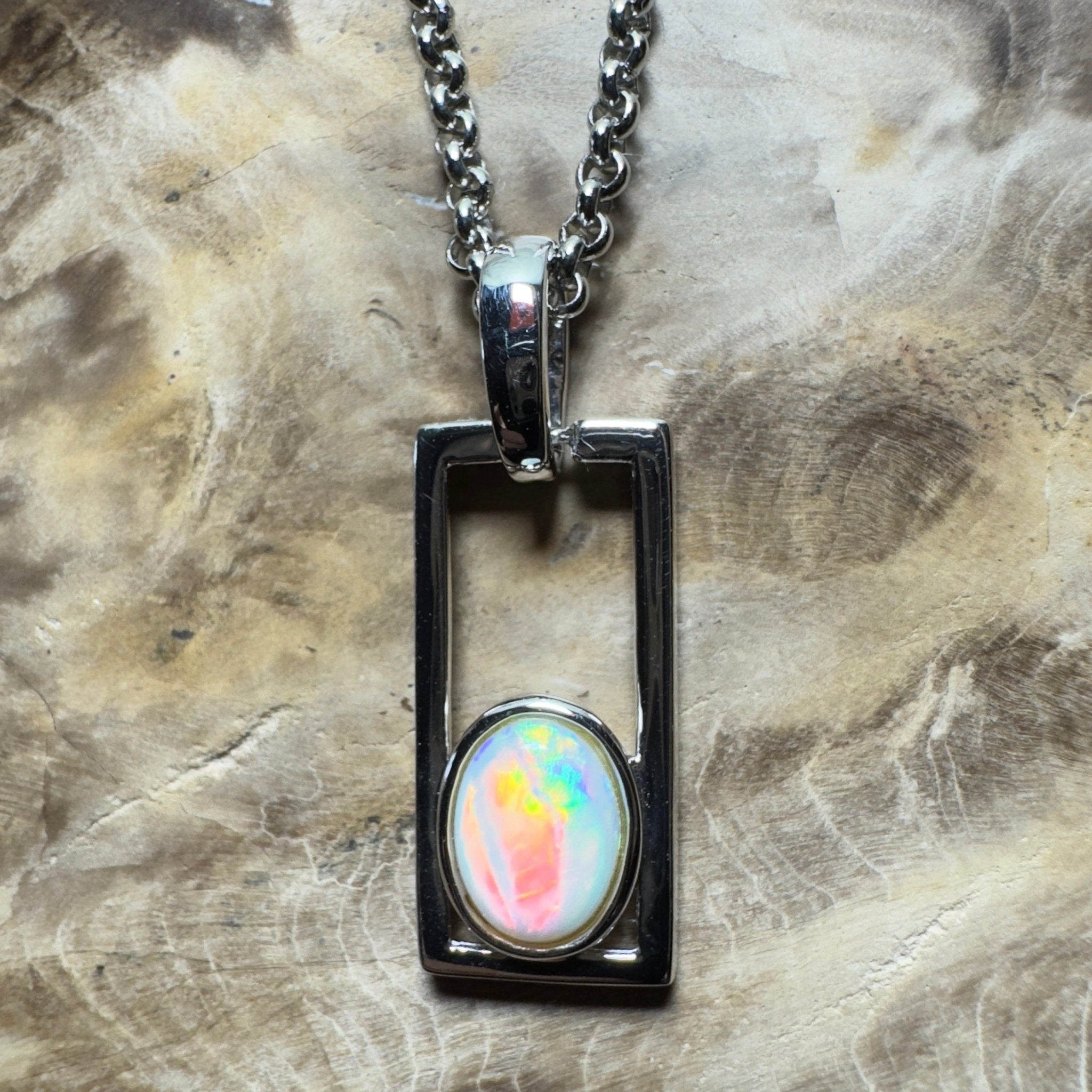 Southern Swell Light ~ 1.1ct Lightning Ridge Opal 925 Silver Pendant