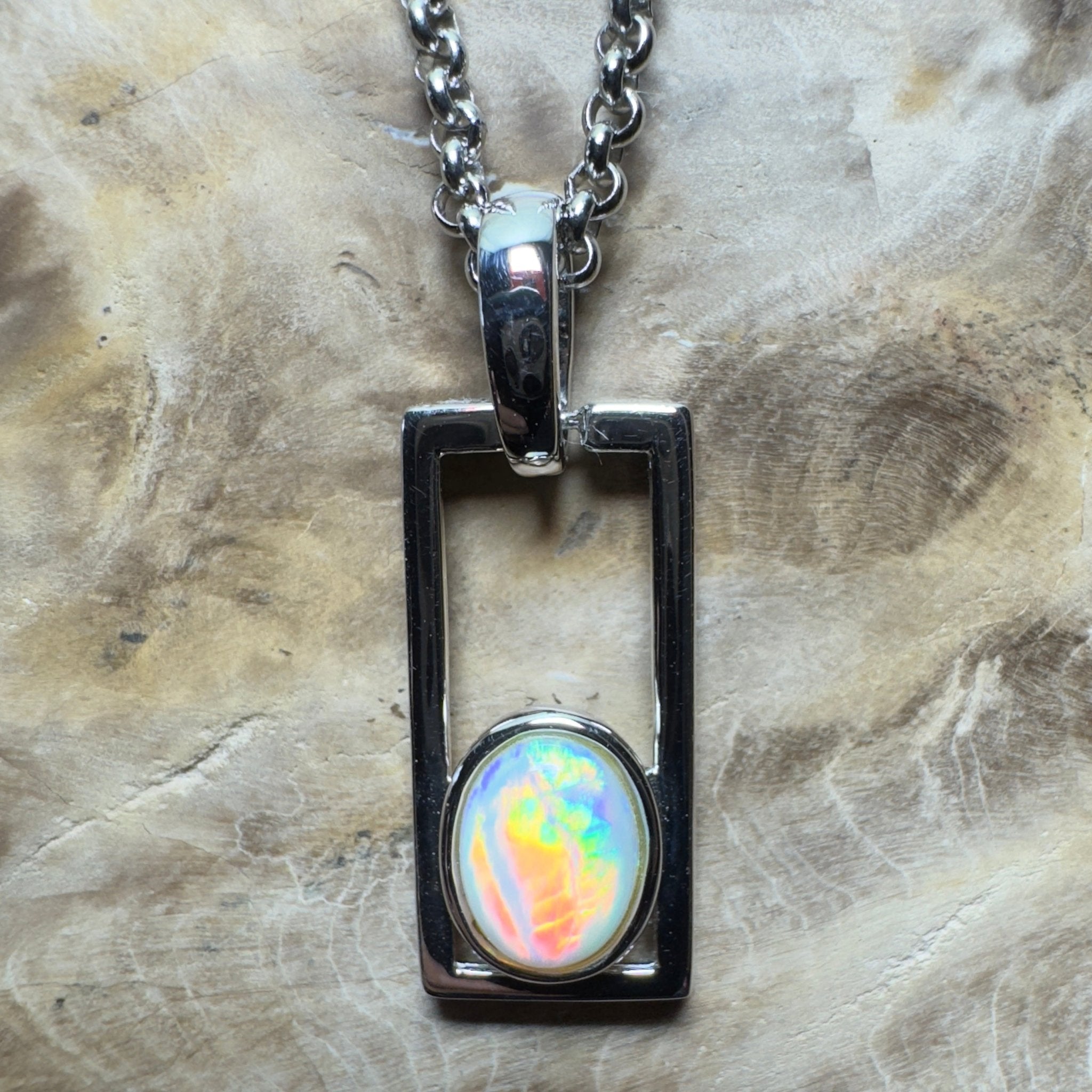 Southern Swell Light ~ 1.1ct Lightning Ridge Opal 925 Silver Pendant