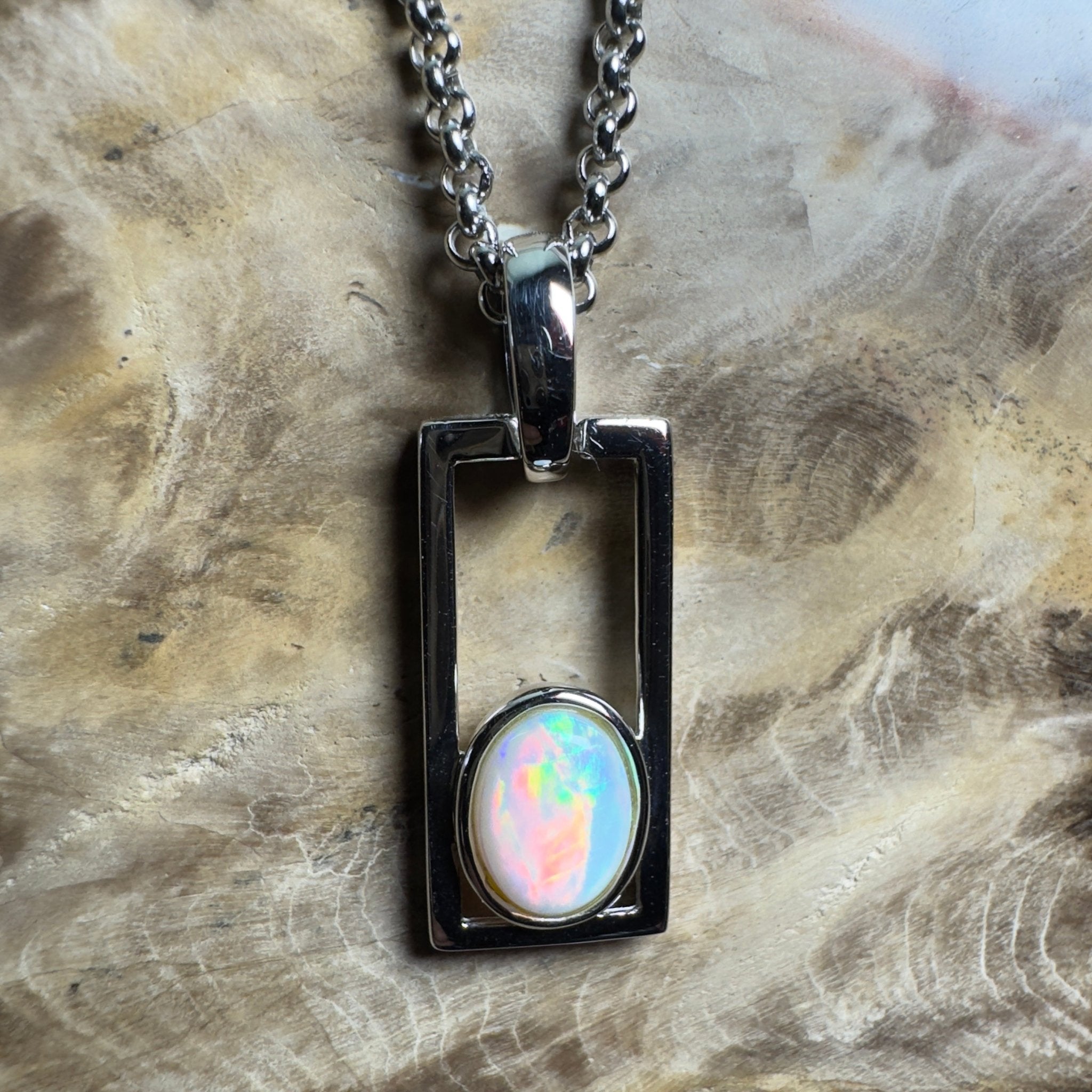 Southern Swell Light ~ 1.1ct Lightning Ridge Opal 925 Silver Pendant