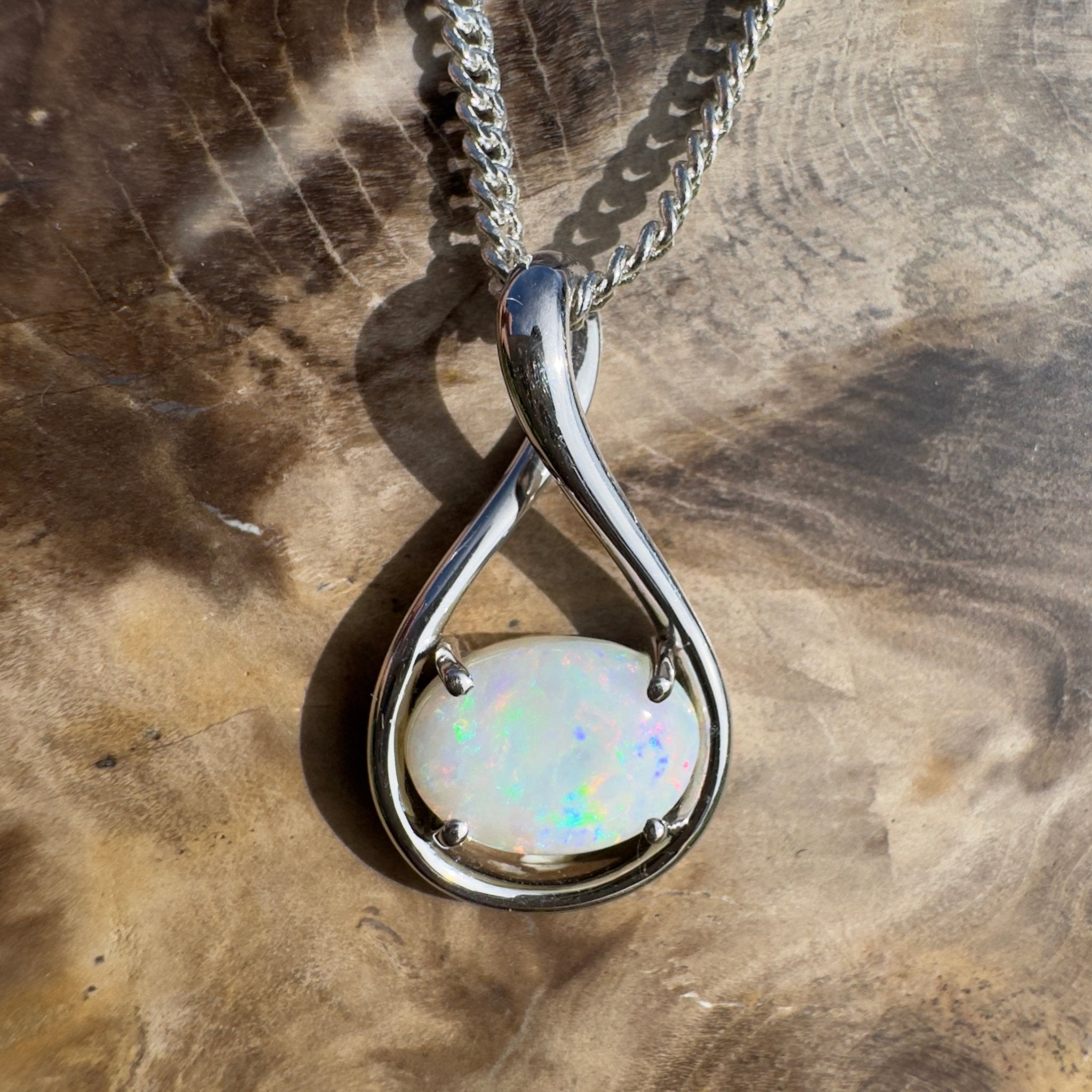 Spencer Gulf Drift – 1.3ct Coober Pedy Opal 925 Silver Pendant