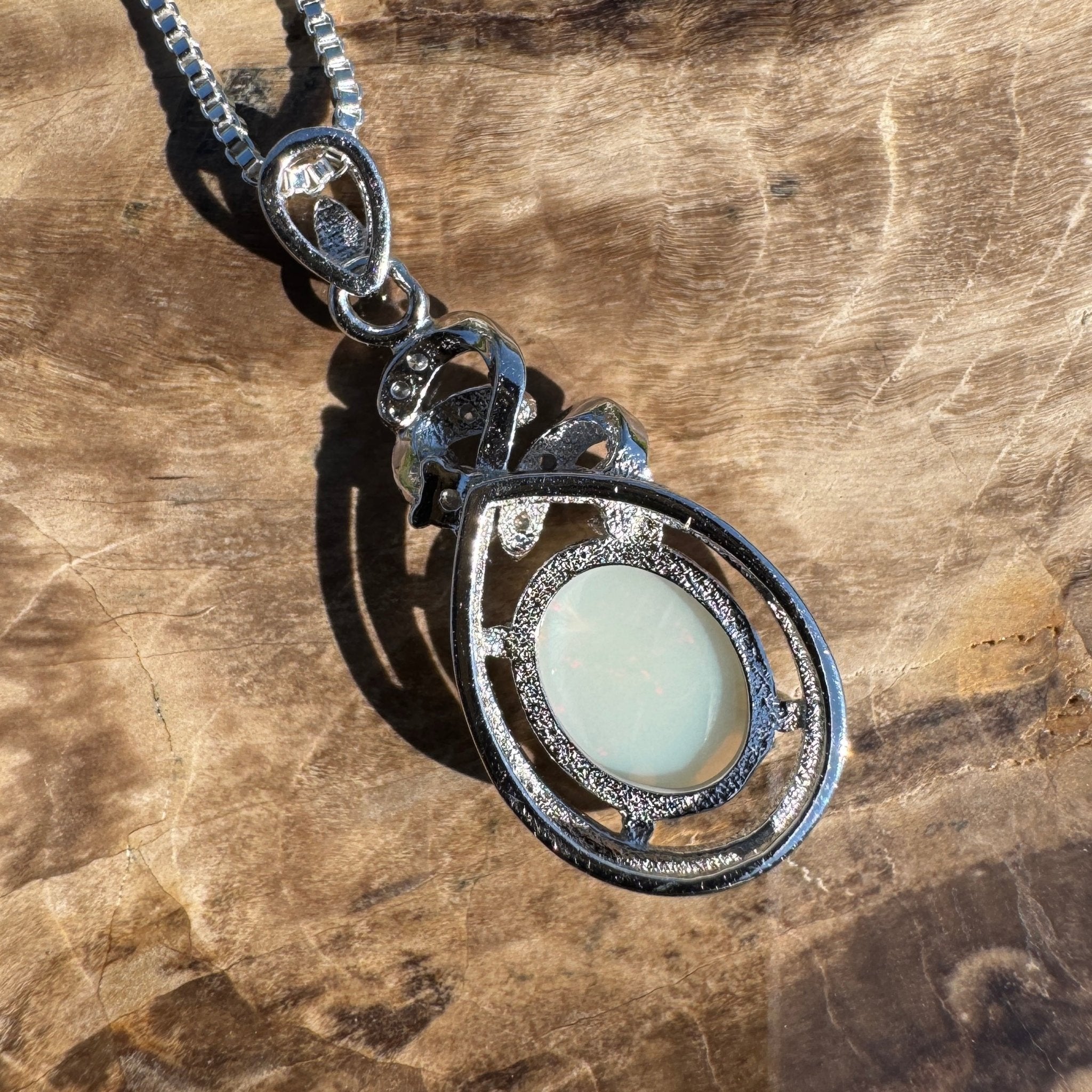 Starlight Ridge ~ 1.2ct Solid Coober Pedy Opal 925 Sterling Silver Pendant Necklace