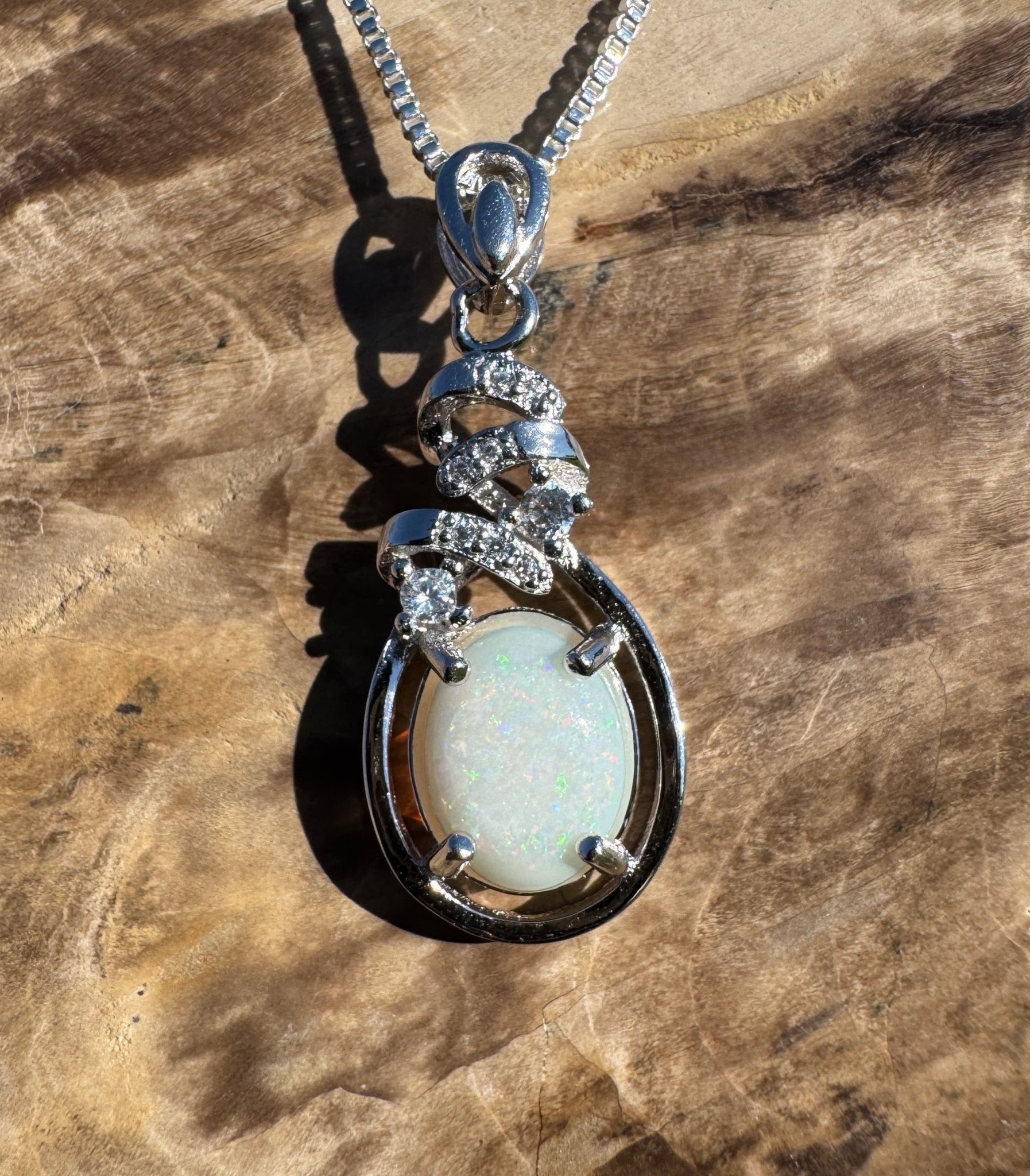 Starlight Ridge ~ 1.2ct Solid Coober Pedy Opal 925 Sterling Silver Pendant Necklace