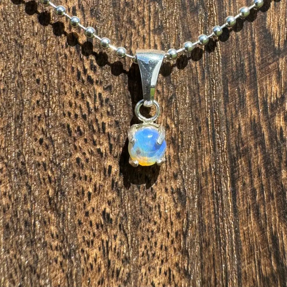 'Starry Plains' ~ Handcrafted 0.2ct Solid Lightning Ridge Opal 925 Sterling Silver Pendant