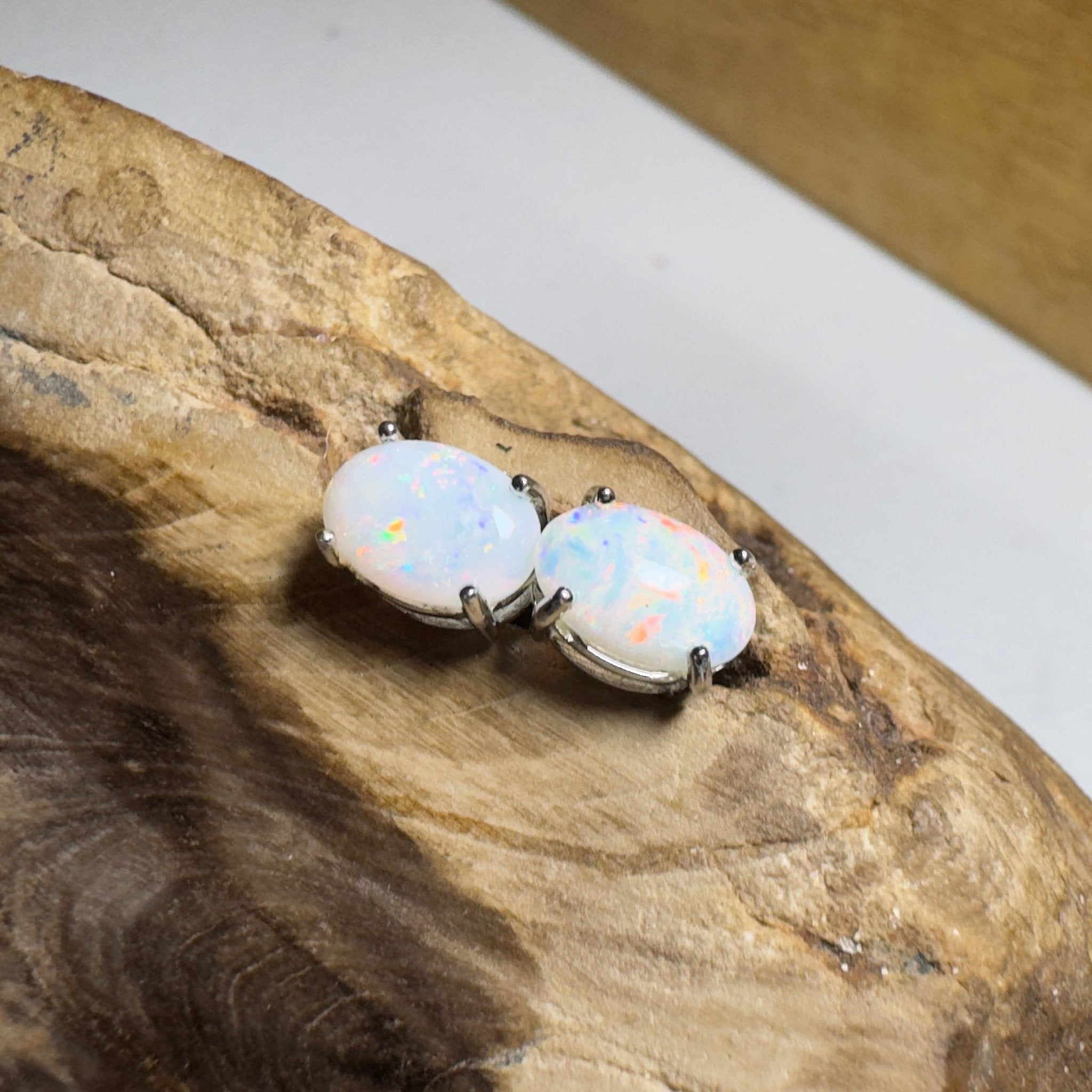 Stellar Bloom Studs ~ 1.2ct Coober Pedy Opal Sterling Silver Earrings