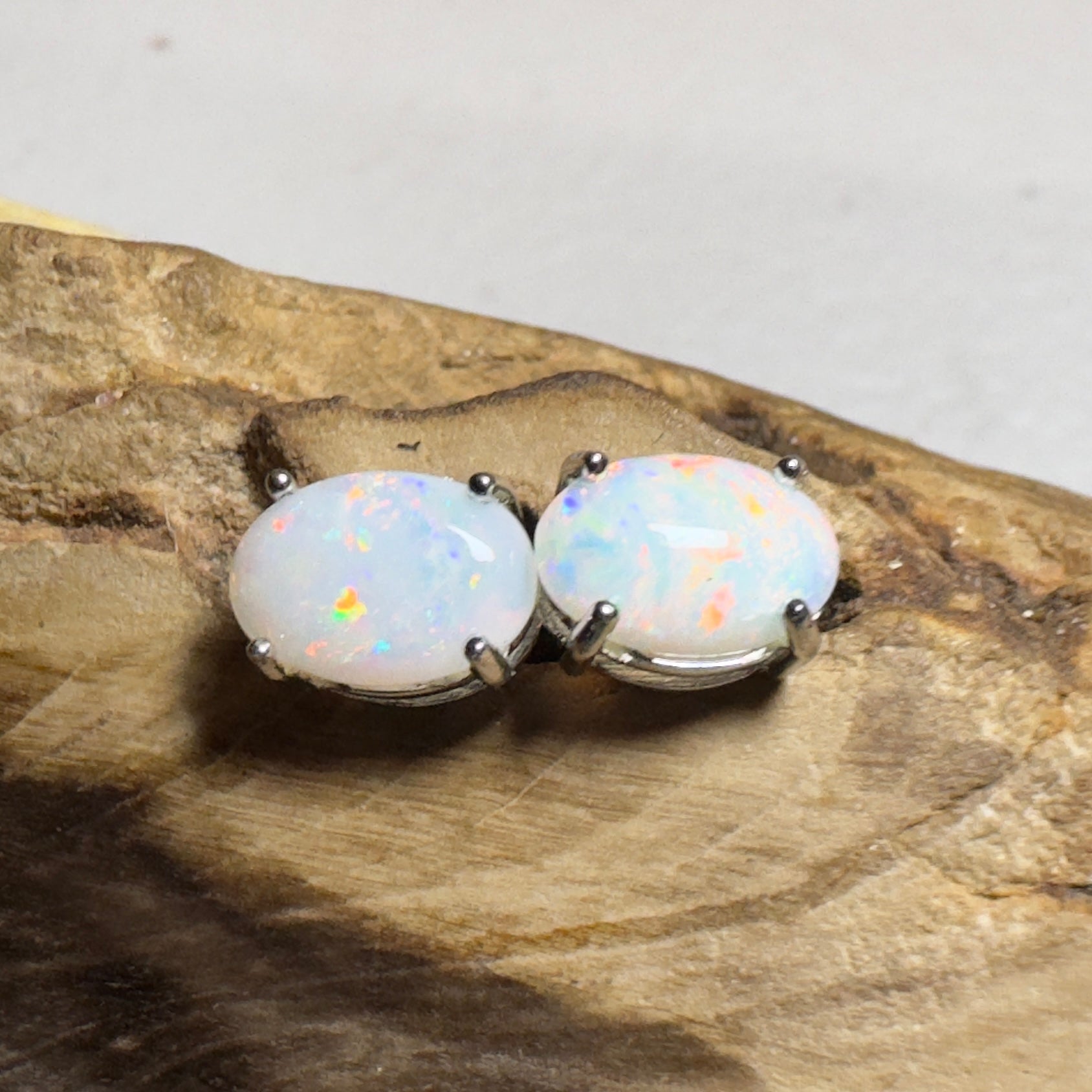 Stellar Bloom Studs ~ 1.2ct Coober Pedy Opal Sterling Silver Earrings