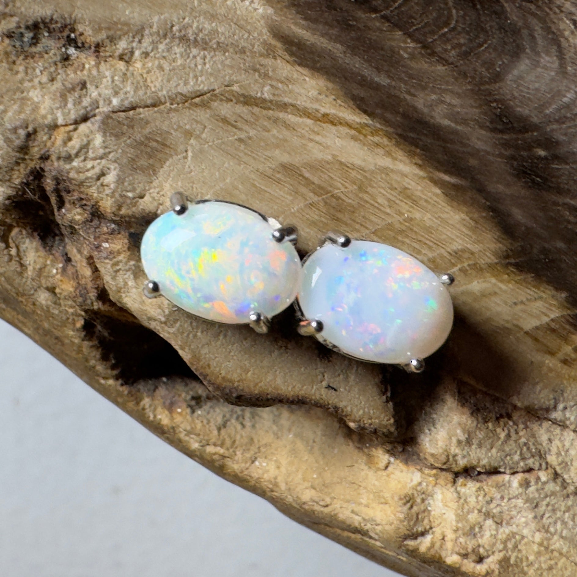 Stellar Bloom Studs ~ 1.2ct Coober Pedy Opal Sterling Silver Earrings