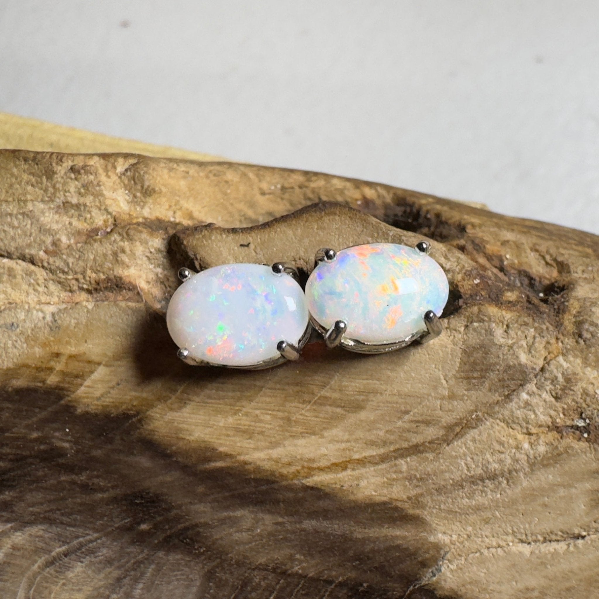 Stellar Bloom Studs ~ 1.2ct Coober Pedy Opal Sterling Silver Earrings