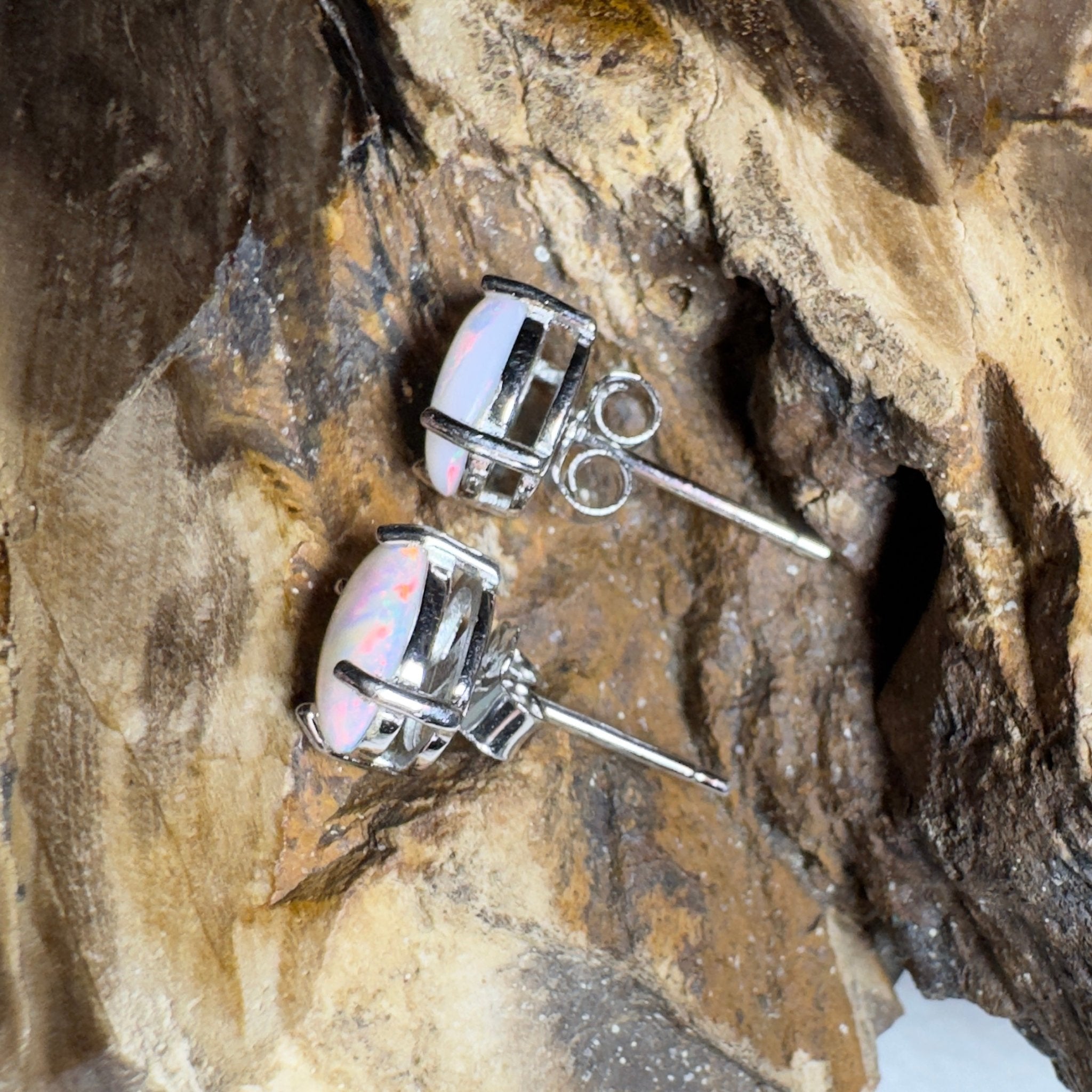 Stellar Bloom Studs ~ 1.2ct Coober Pedy Opal Sterling Silver Earrings