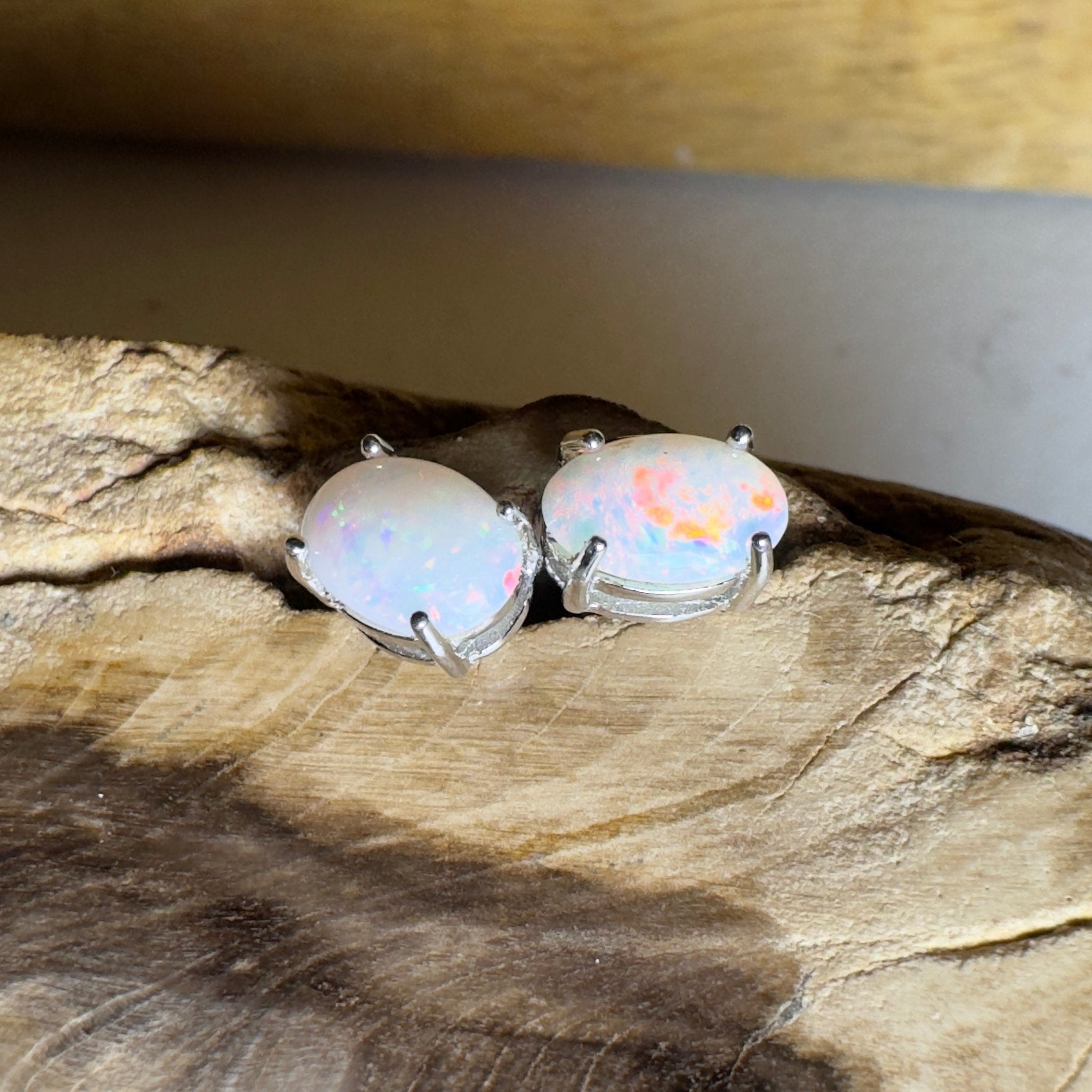 Stellar Bloom Studs ~ 1.2ct Coober Pedy Opal Sterling Silver Earrings