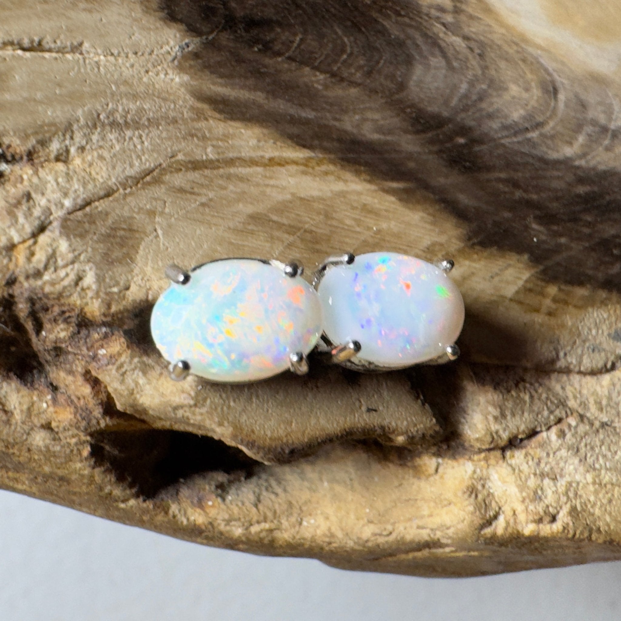 Stellar Bloom Studs ~ 1.2ct Coober Pedy Opal Sterling Silver Earrings
