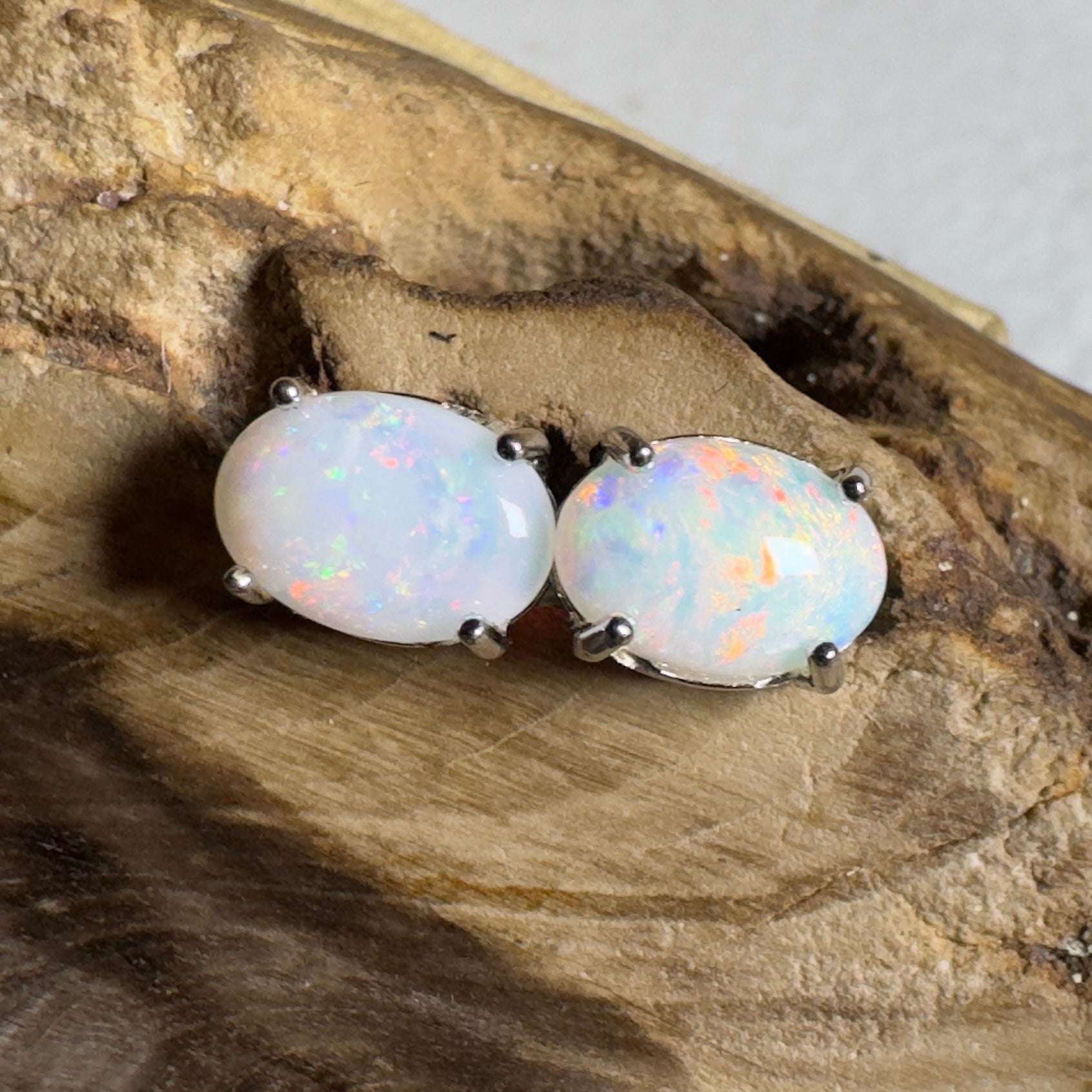 Stellar Bloom Studs ~ 1.2ct Coober Pedy Opal Sterling Silver Earrings