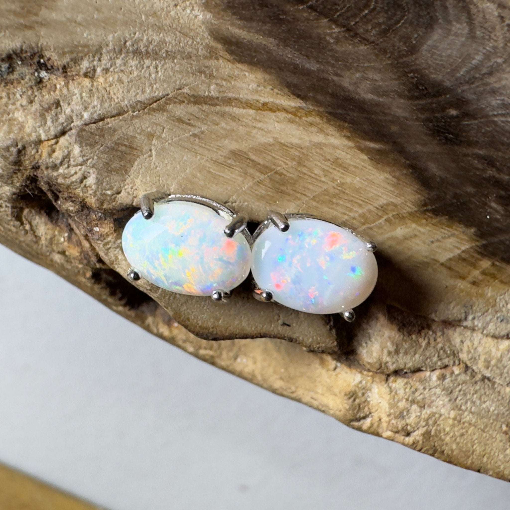 Stellar Bloom Studs ~ 1.2ct Coober Pedy Opal Sterling Silver Earrings