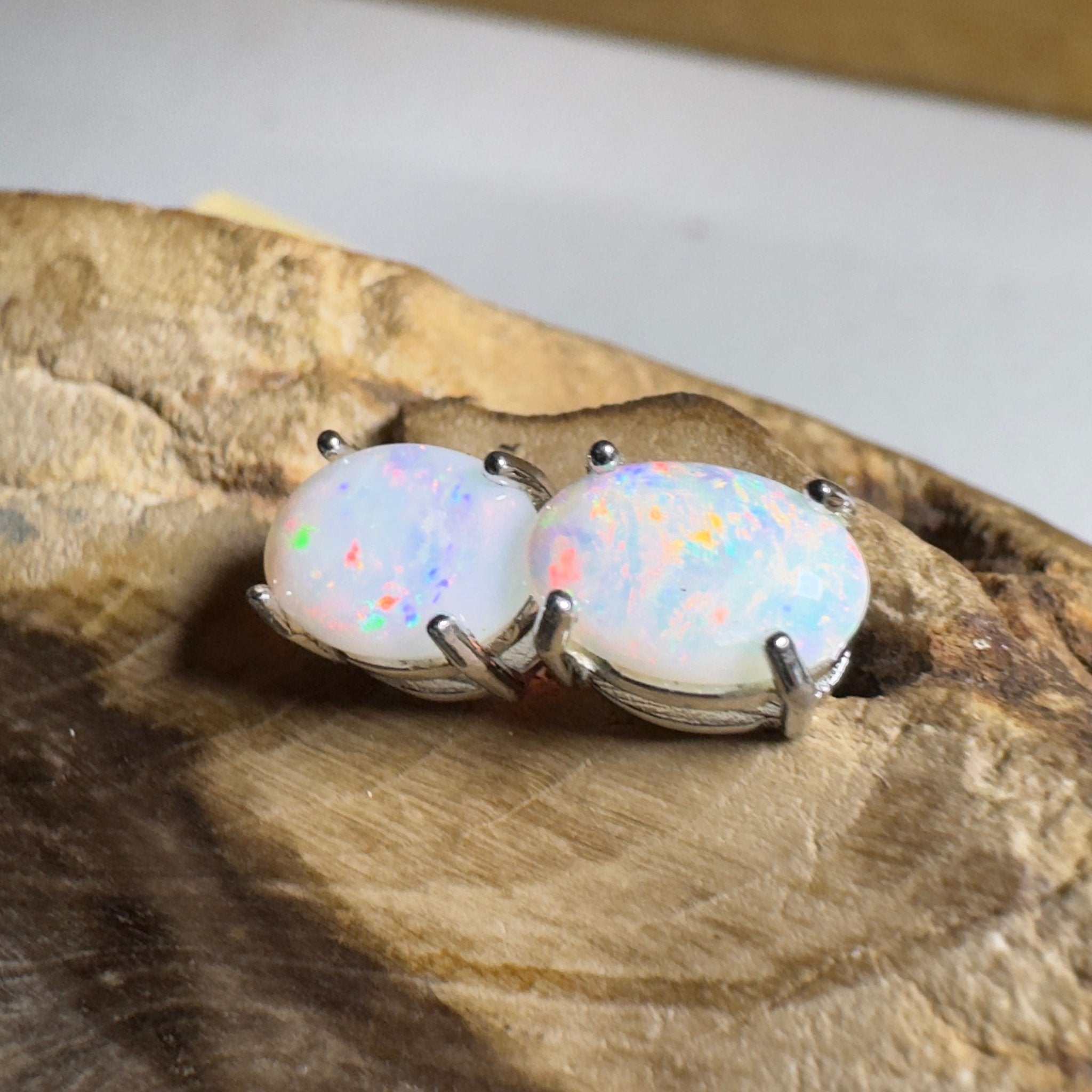 Stellar Bloom Studs ~ 1.2ct Coober Pedy Opal Sterling Silver Earrings