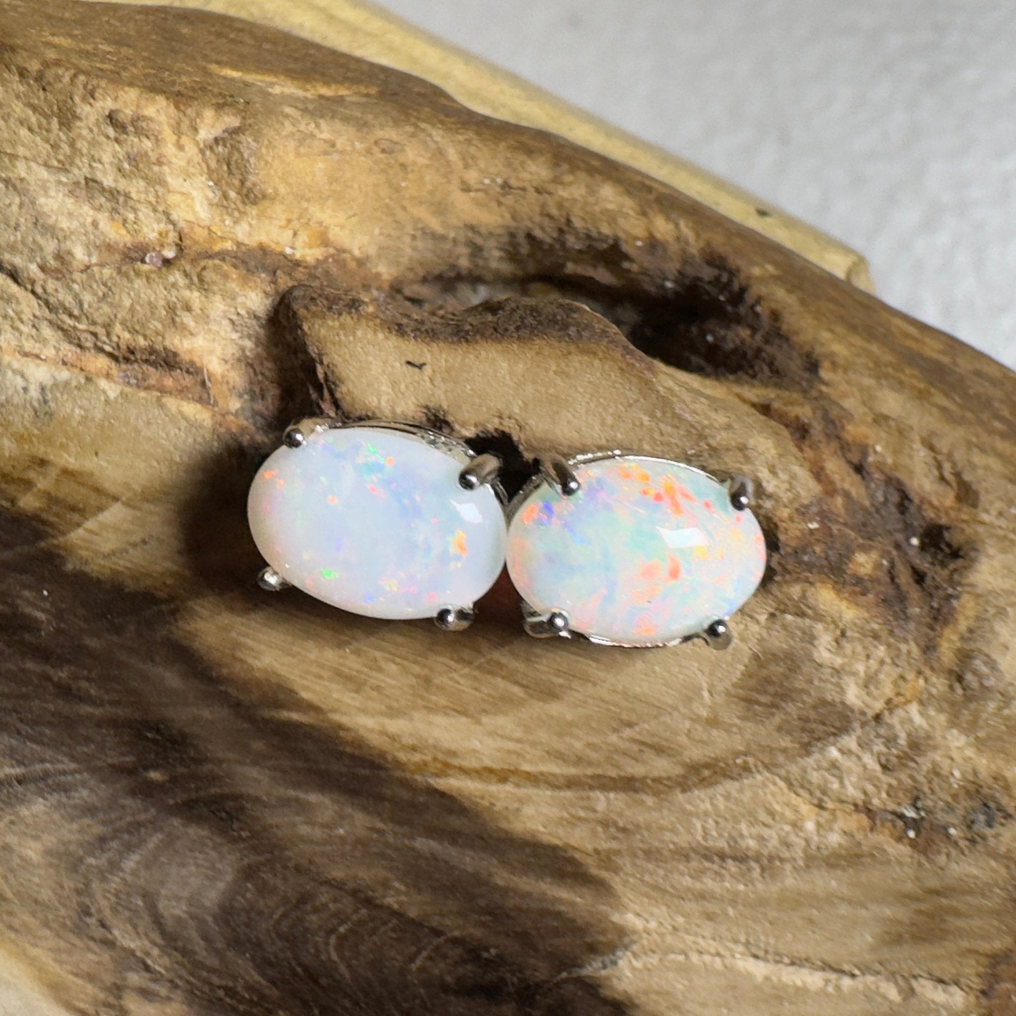 Stellar Bloom Studs ~ 1.2ct Coober Pedy Opal Sterling Silver Earrings
