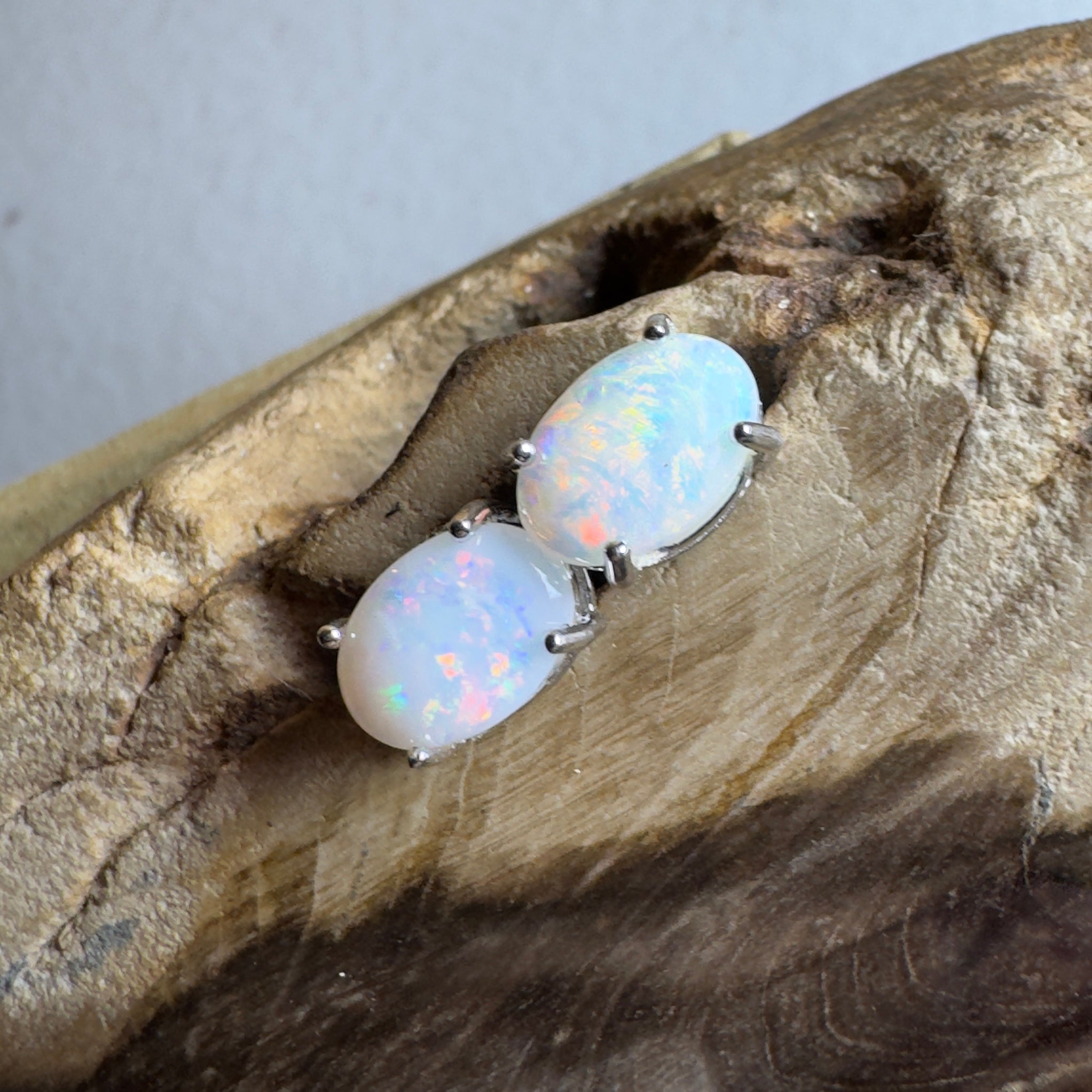 Stellar Bloom Studs ~ 1.2ct Coober Pedy Opal Sterling Silver Earrings