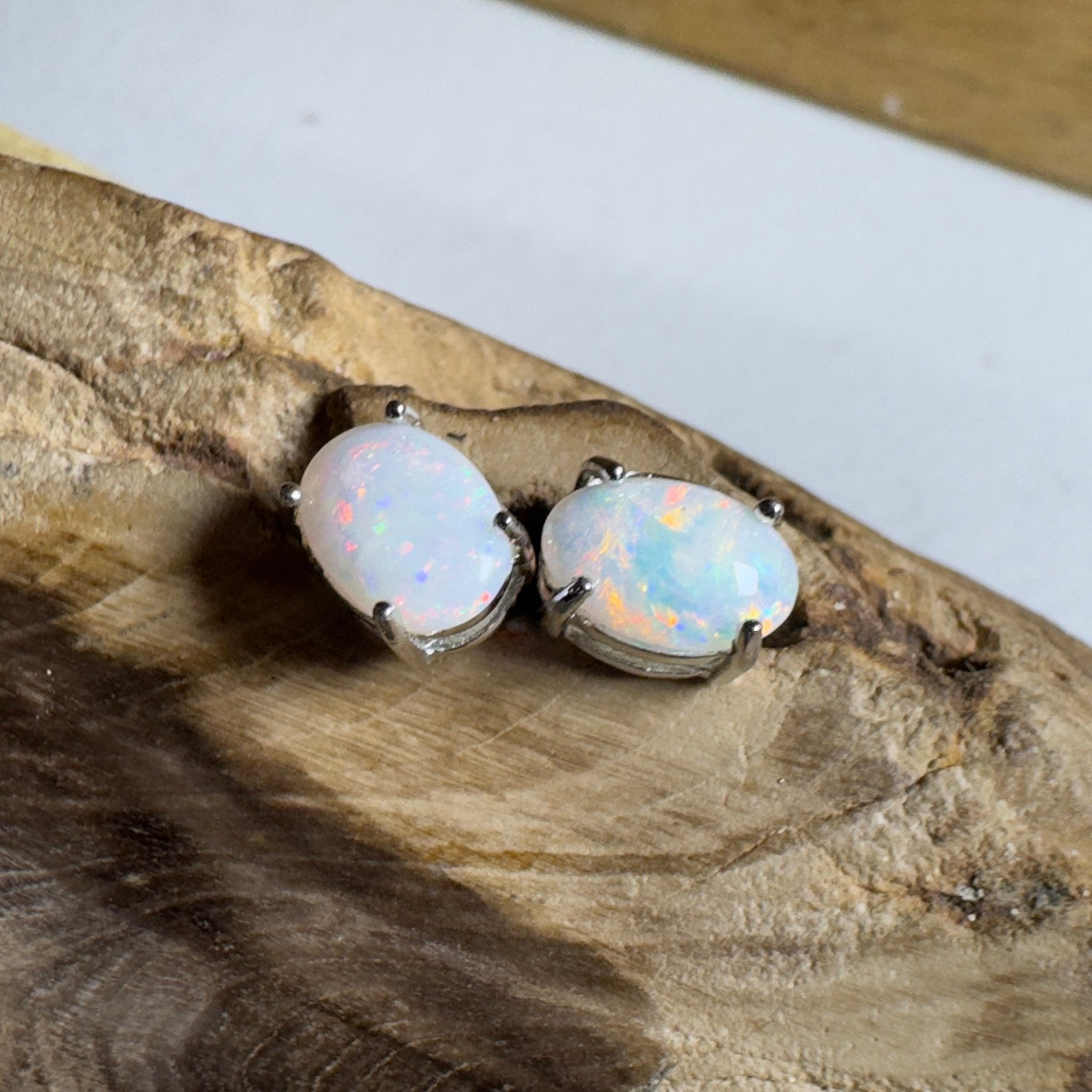 Stellar Bloom Studs ~ 1.2ct Coober Pedy Opal Sterling Silver Earrings