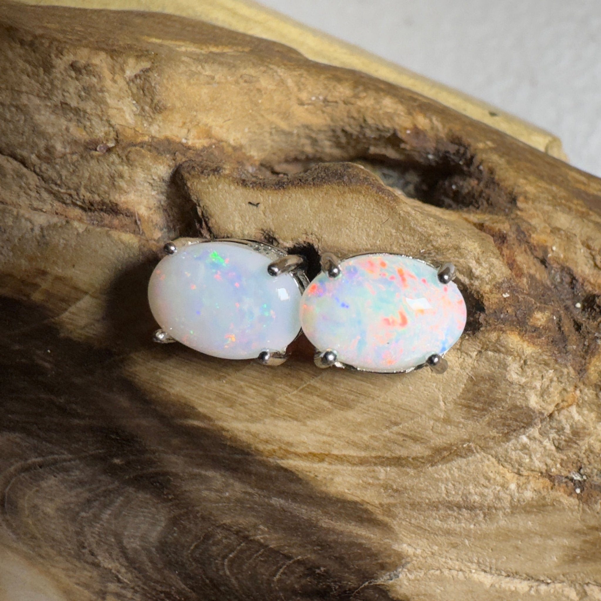 Stellar Bloom Studs ~ 1.2ct Coober Pedy Opal Sterling Silver Earrings