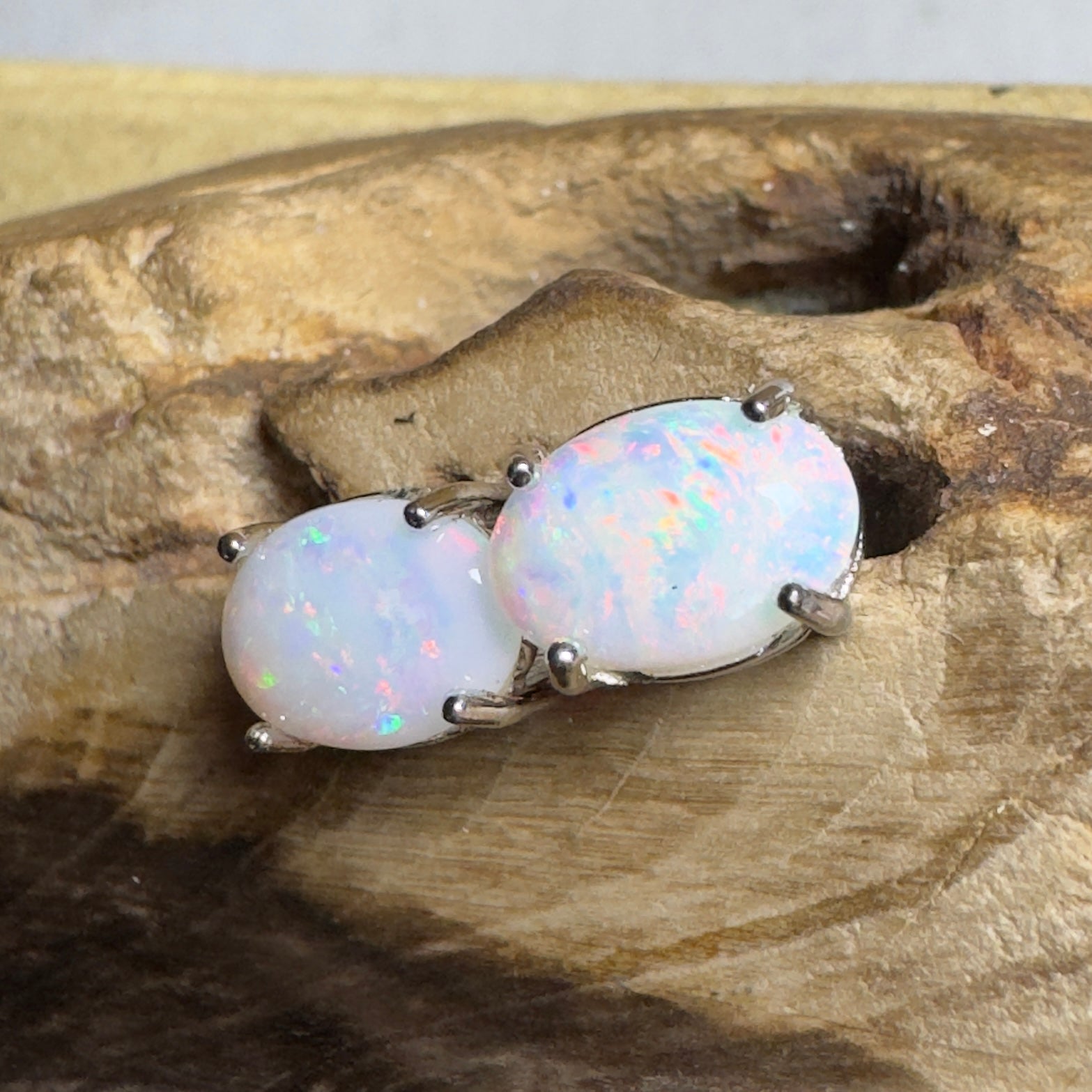 Stellar Bloom Studs ~ 1.2ct Coober Pedy Opal Sterling Silver Earrings