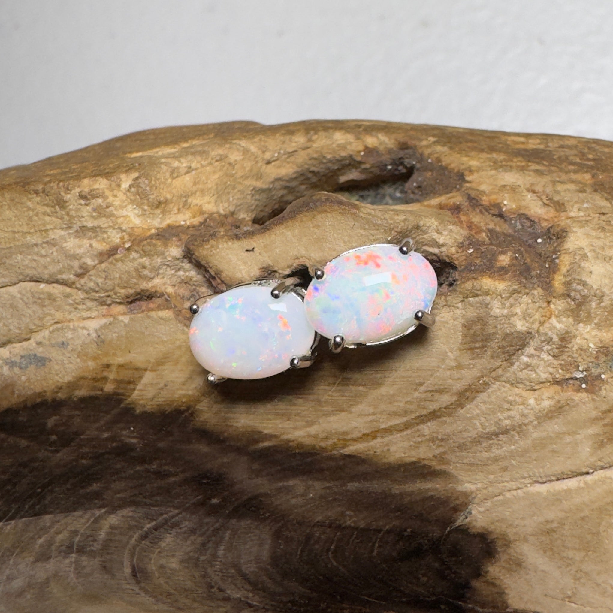 Stellar Bloom Studs ~ 1.2ct Coober Pedy Opal Sterling Silver Earrings