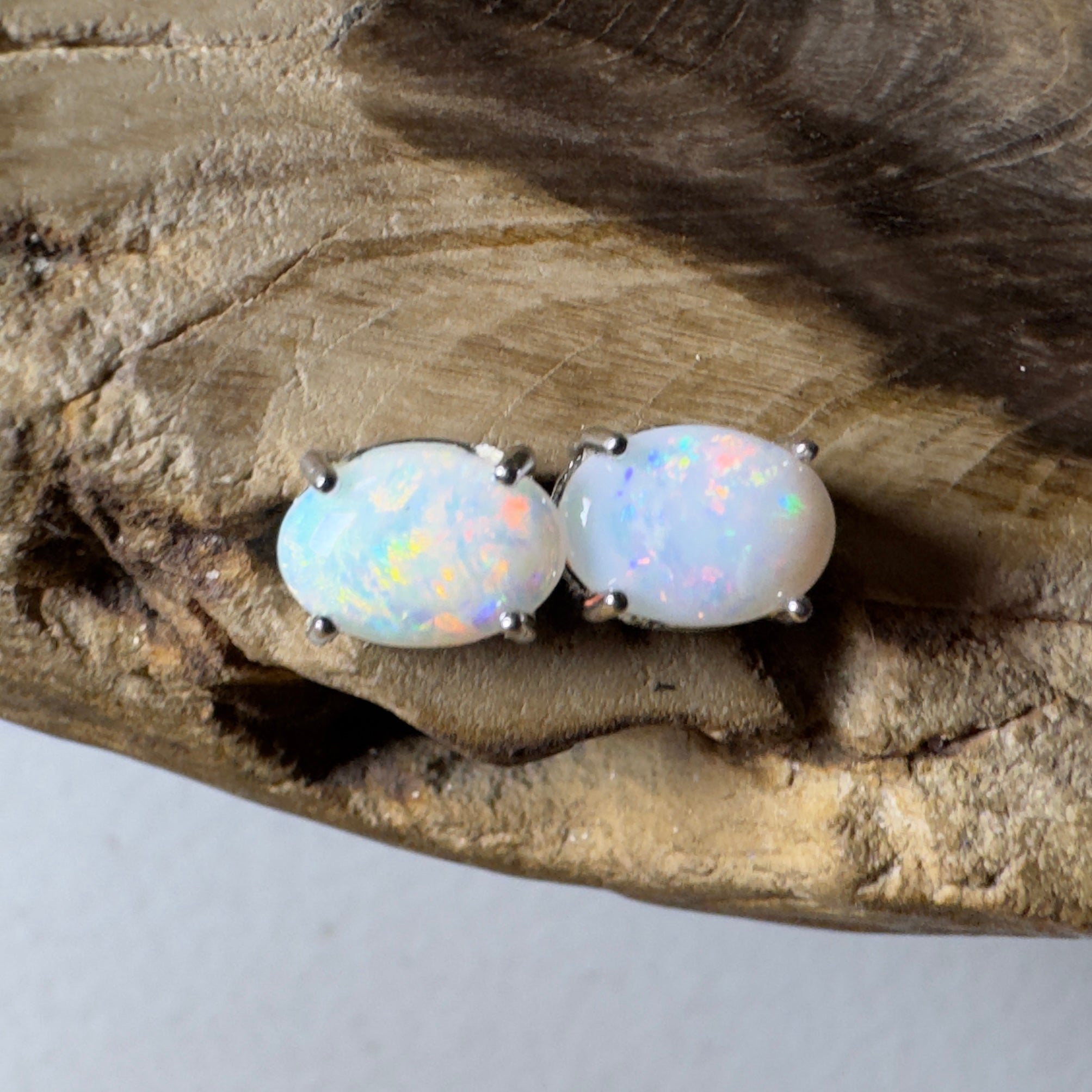 Stellar Bloom Studs ~ 1.2ct Coober Pedy Opal Sterling Silver Earrings