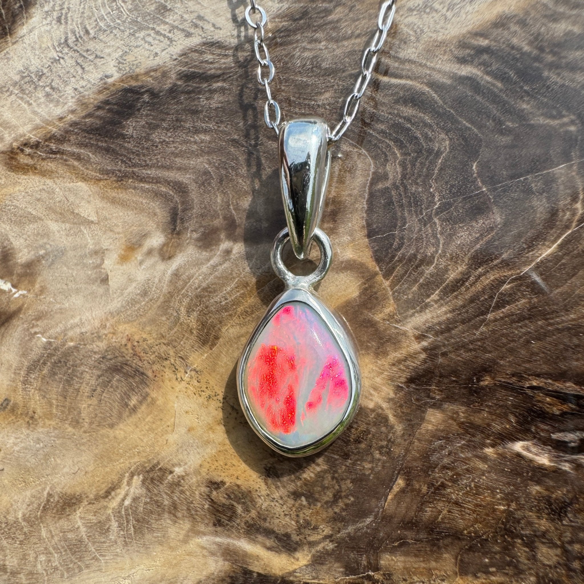 Stradbroke Sunset ~ 2ct Coober Pedy Opal 925 Silver Pendant