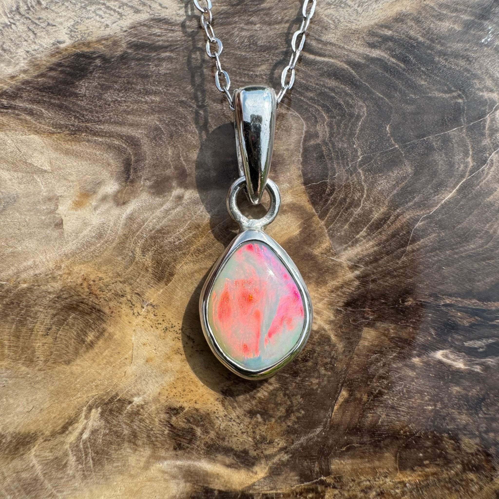 Stradbroke Sunset ~ 2ct Coober Pedy Opal 925 Silver Pendant