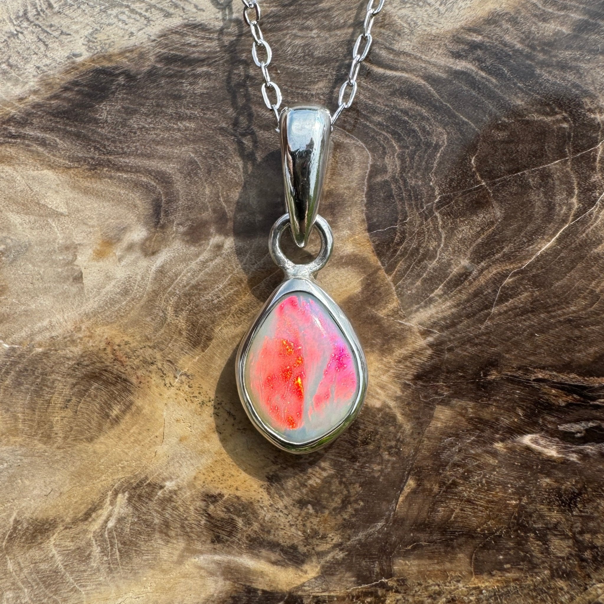 Stradbroke Sunset ~ 2ct Coober Pedy Opal 925 Silver Pendant