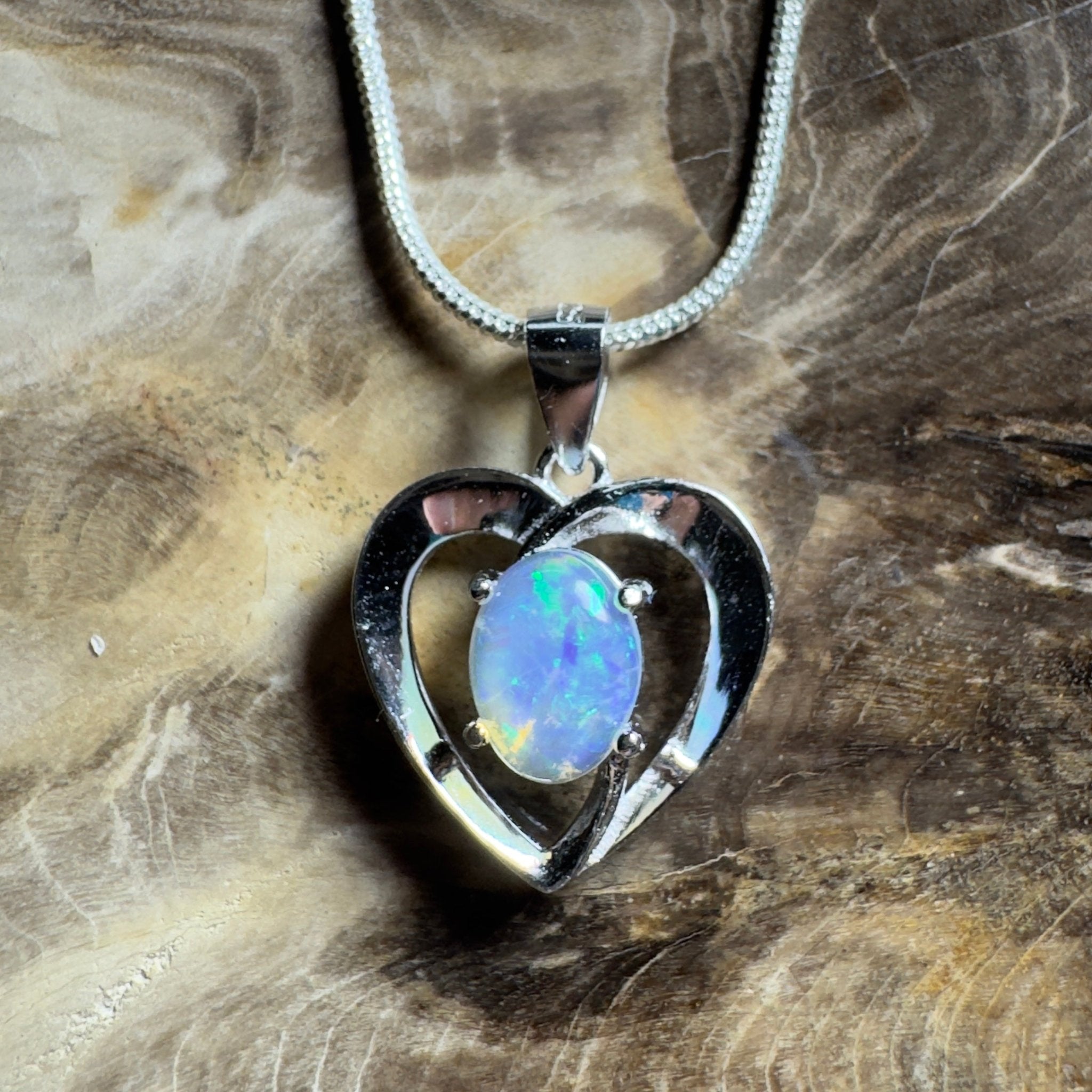Streaky Bay Summer ~ 0.9ct Lightning Ridge Opal 925 Silver Pendant