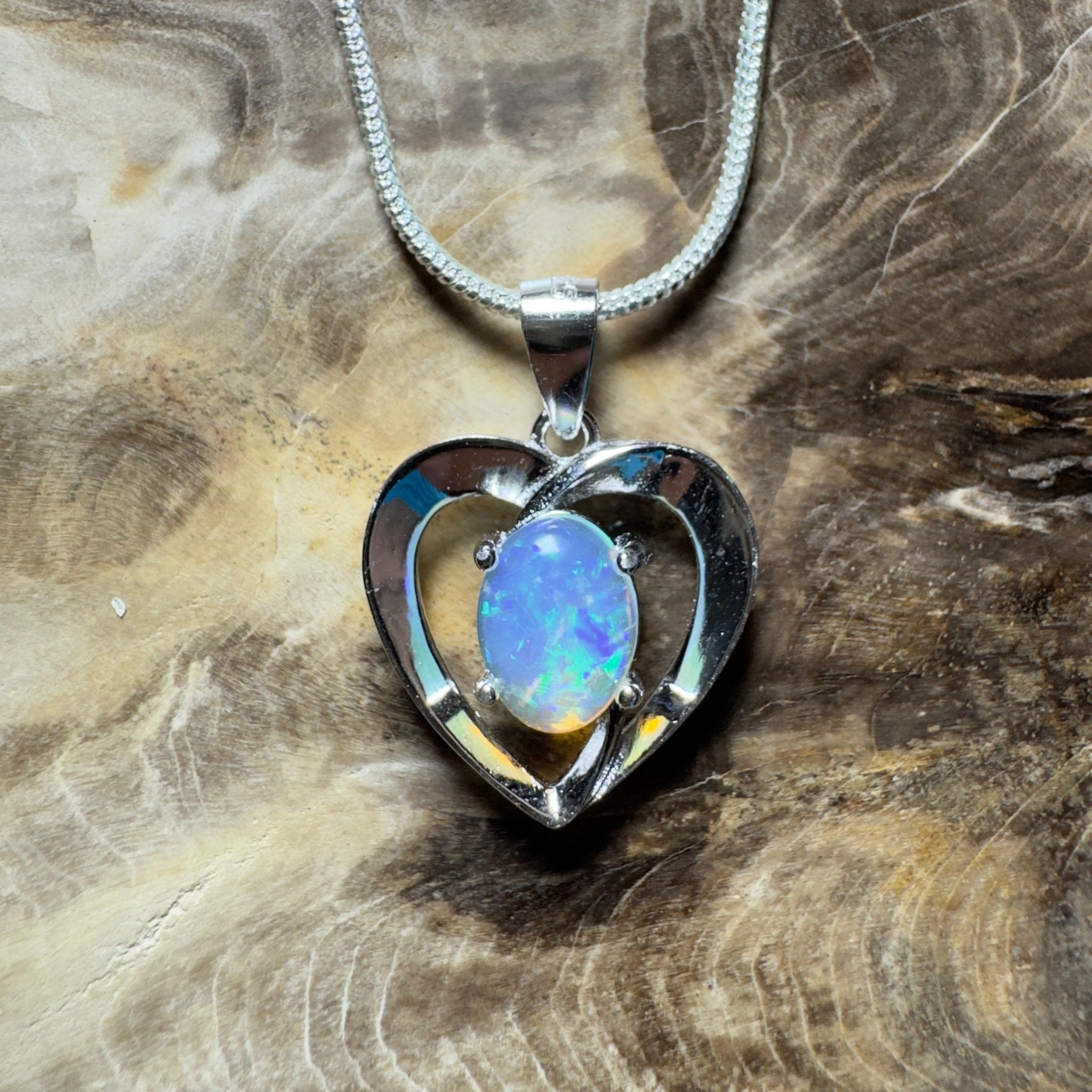 Streaky Bay Summer ~ 0.9ct Lightning Ridge Opal 925 Silver Pendant