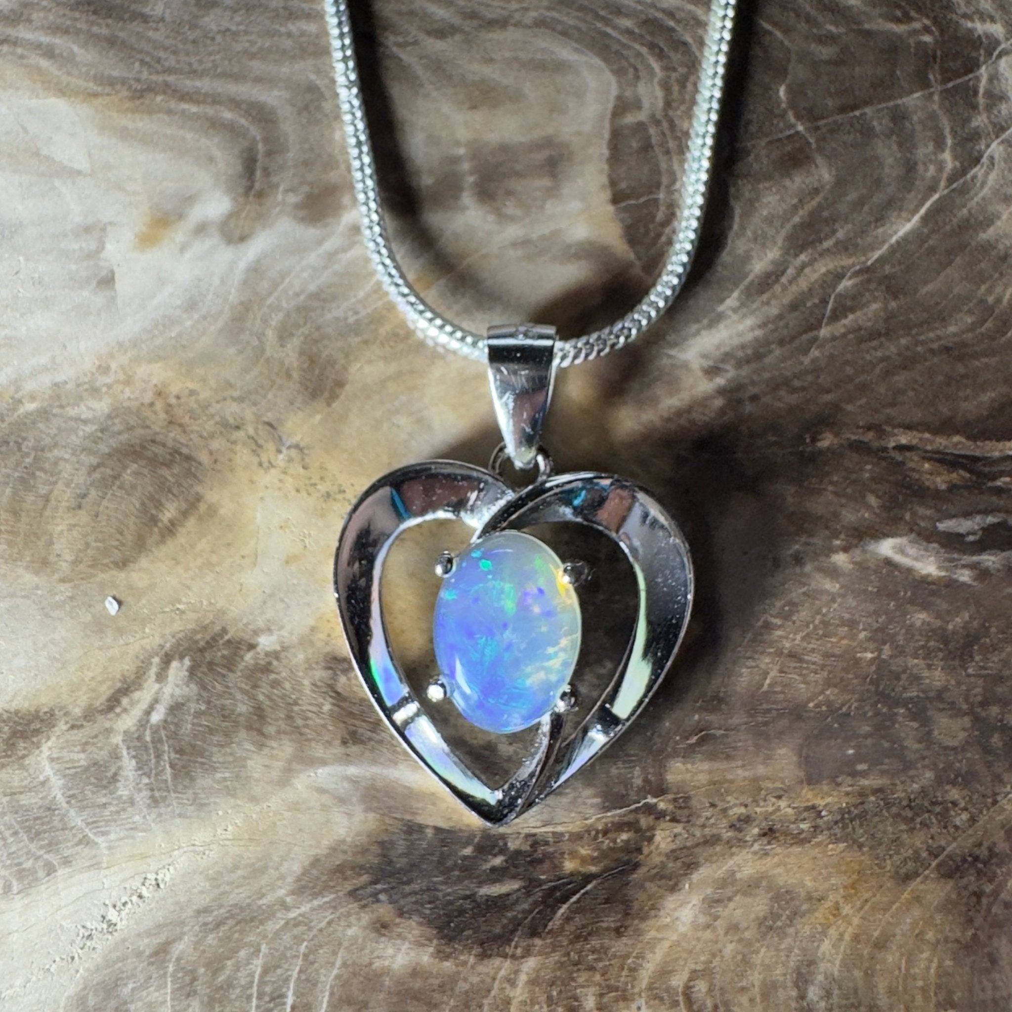 Streaky Bay Summer ~ 0.9ct Lightning Ridge Opal 925 Silver Pendant
