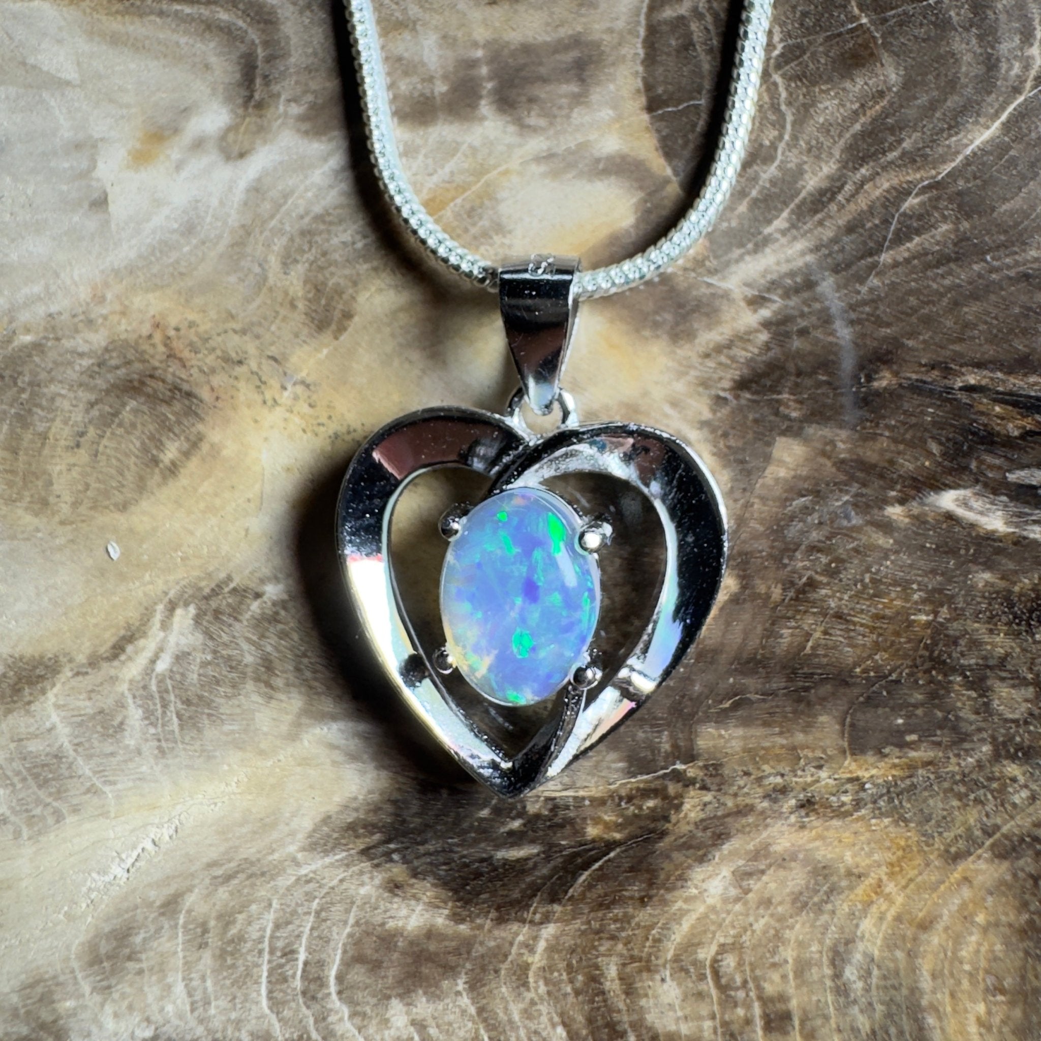 Streaky Bay Summer ~ 0.9ct Lightning Ridge Opal 925 Silver Pendant