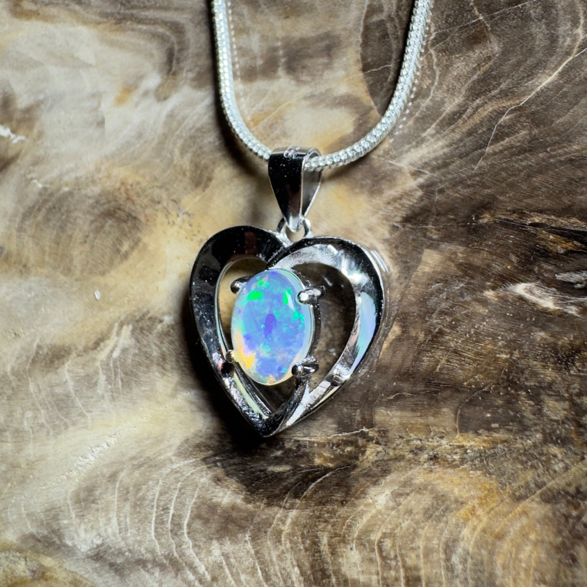 Streaky Bay Summer ~ 0.9ct Lightning Ridge Opal 925 Silver Pendant